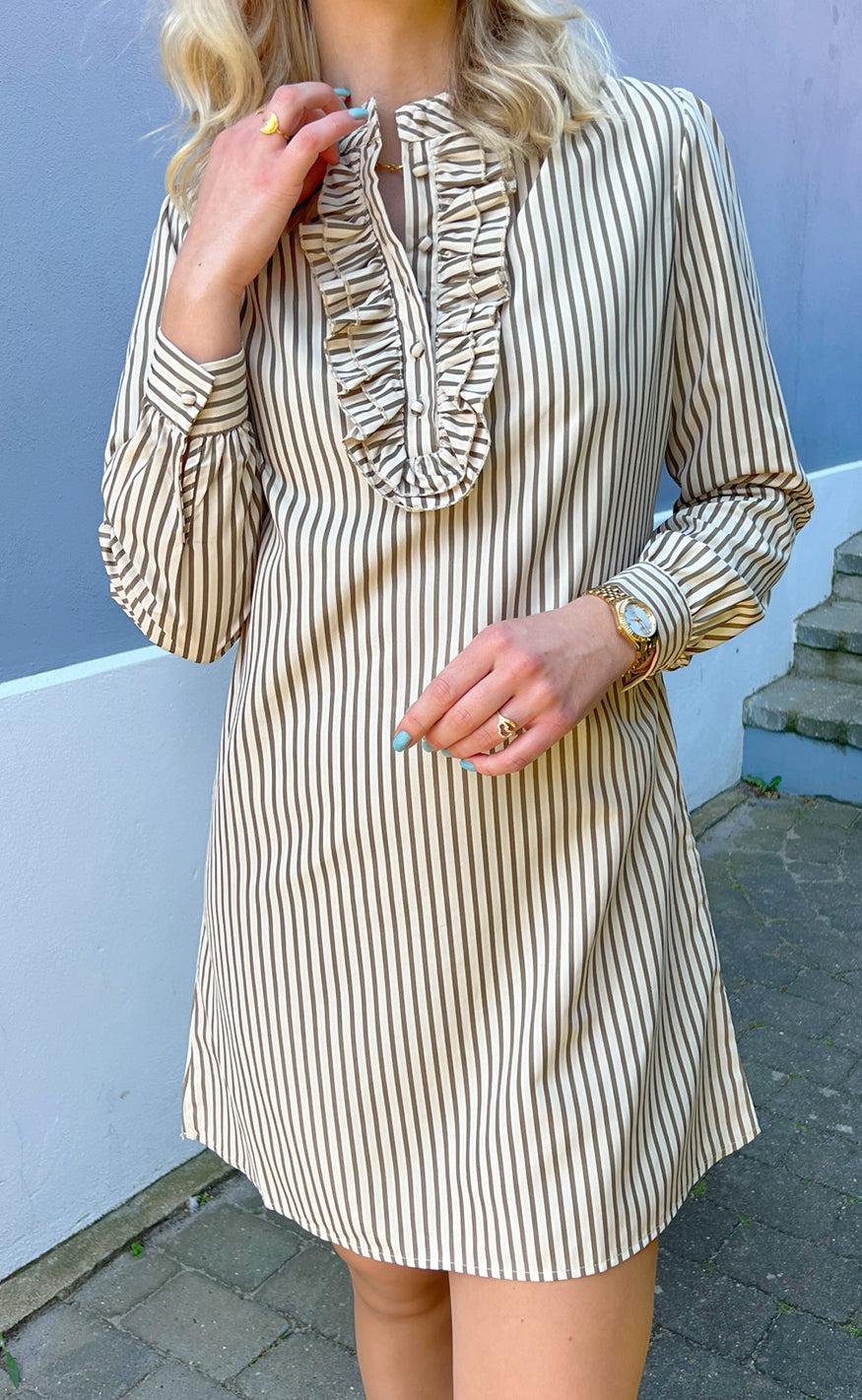 Say INA Copenhagen Kjole - Frederikke - Beige / Brown Striped