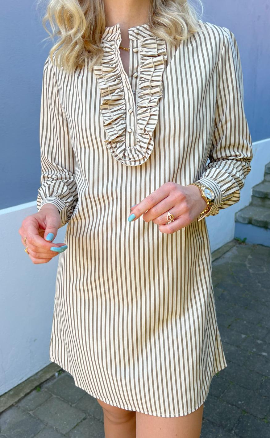 Say INA Copenhagen Kjole - Frederikke - Beige / Brown Striped