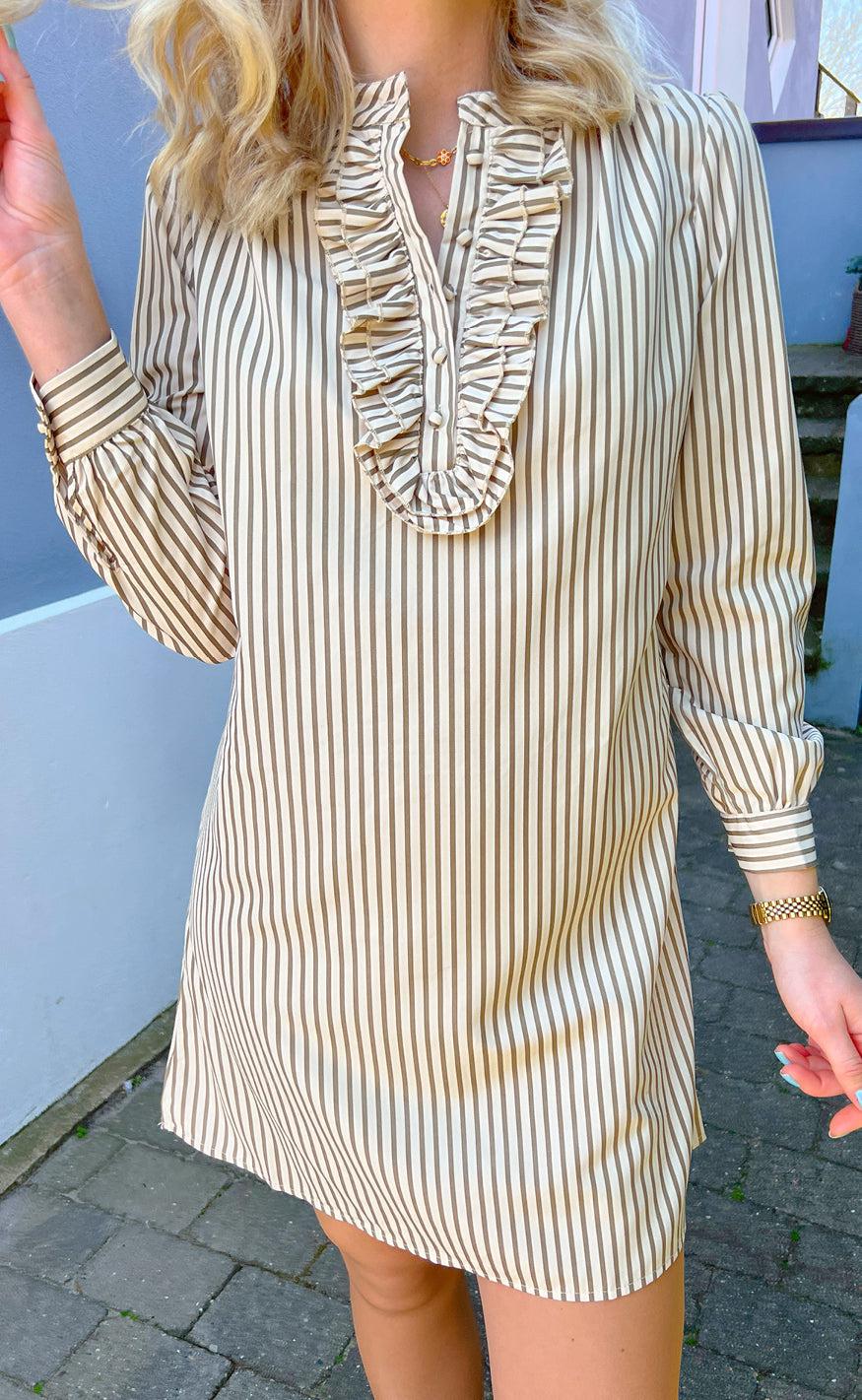 Say INA Copenhagen Kjole - Frederikke - Beige / Brown Striped