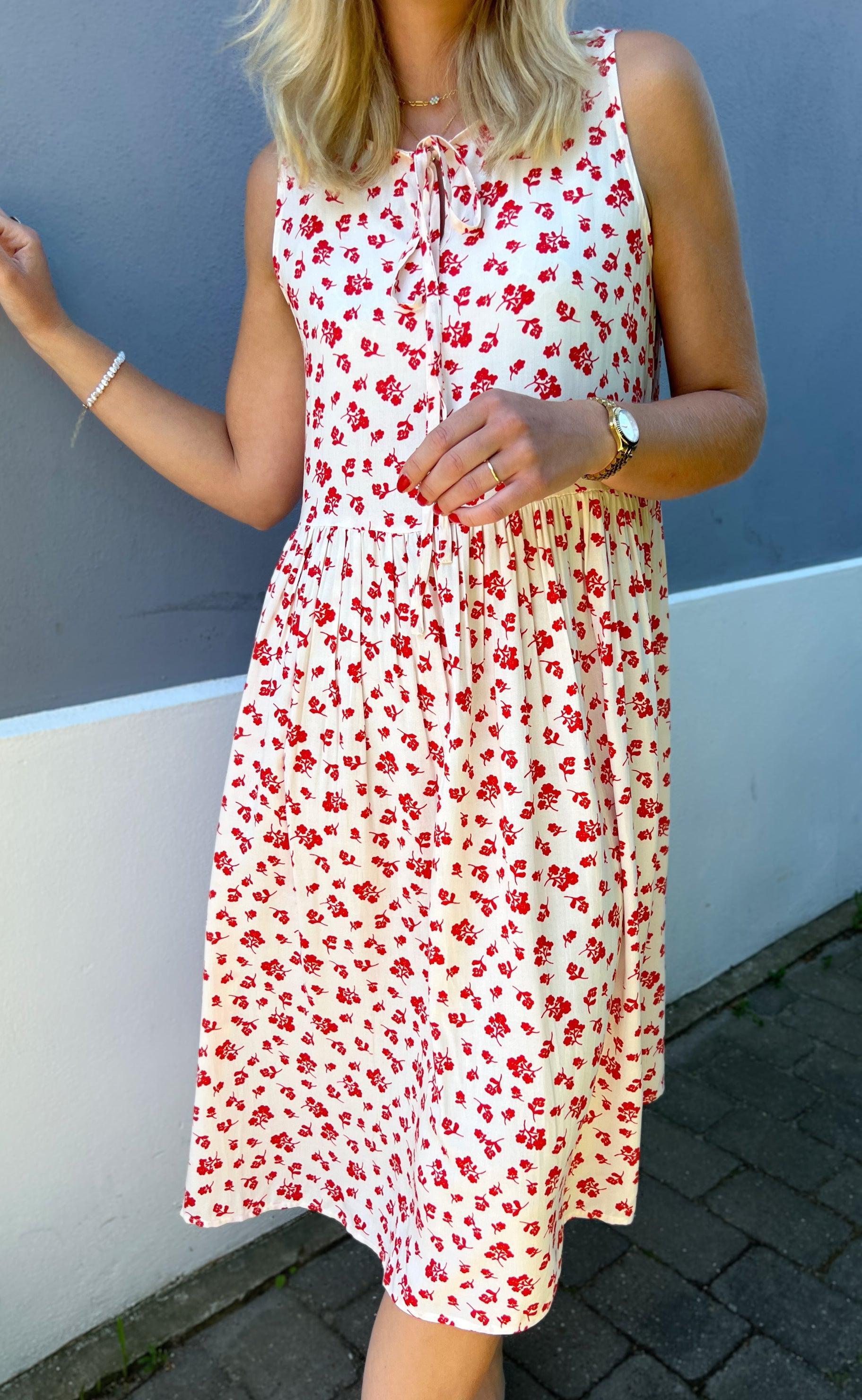 Say INA Copenhagen Kjole - Heidi - White/Red Flowers