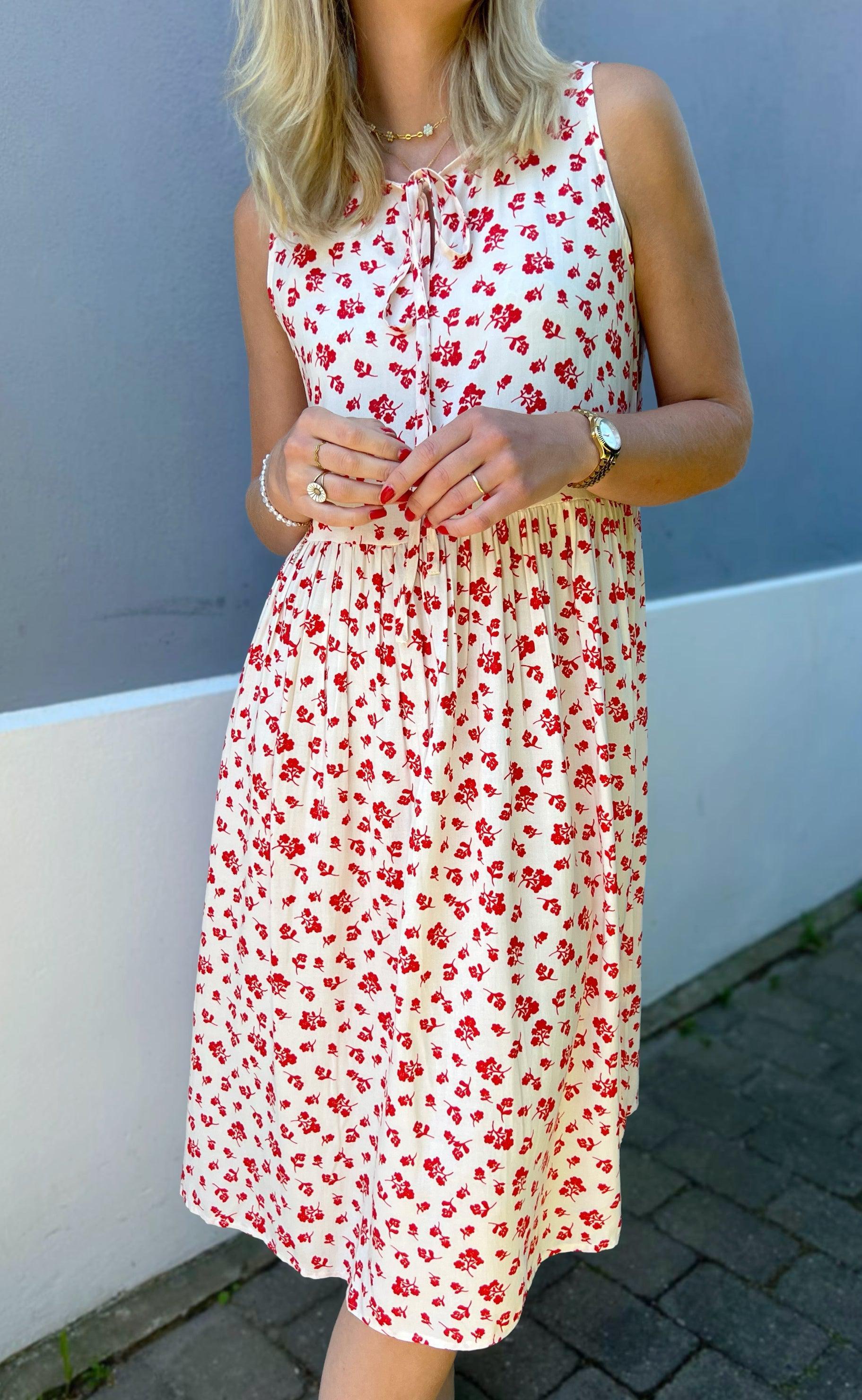Say INA Copenhagen Kjole - Heidi - White/Red Flowers