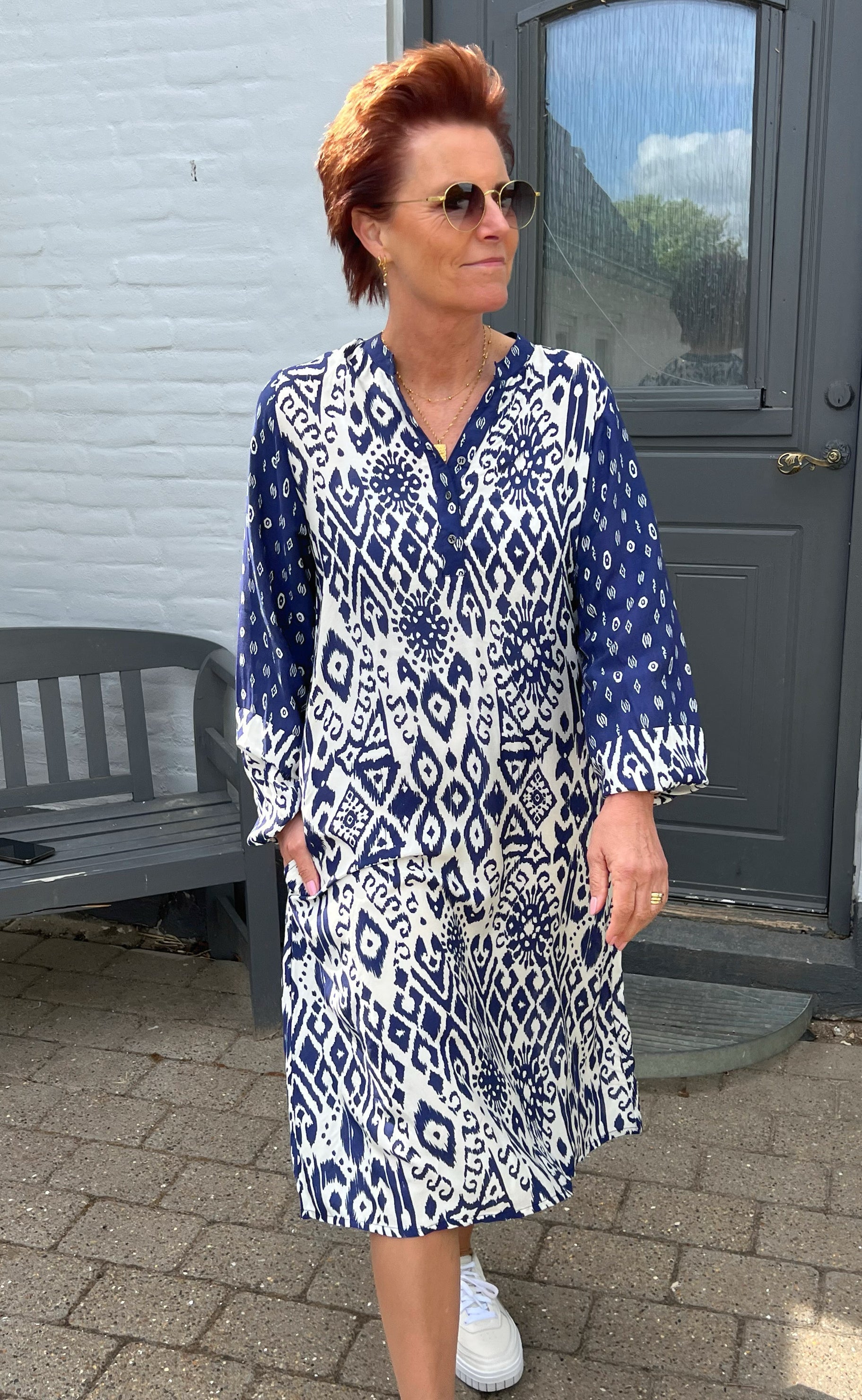 Say INA Copenhagen Kjole - Helena - Creme / Blue