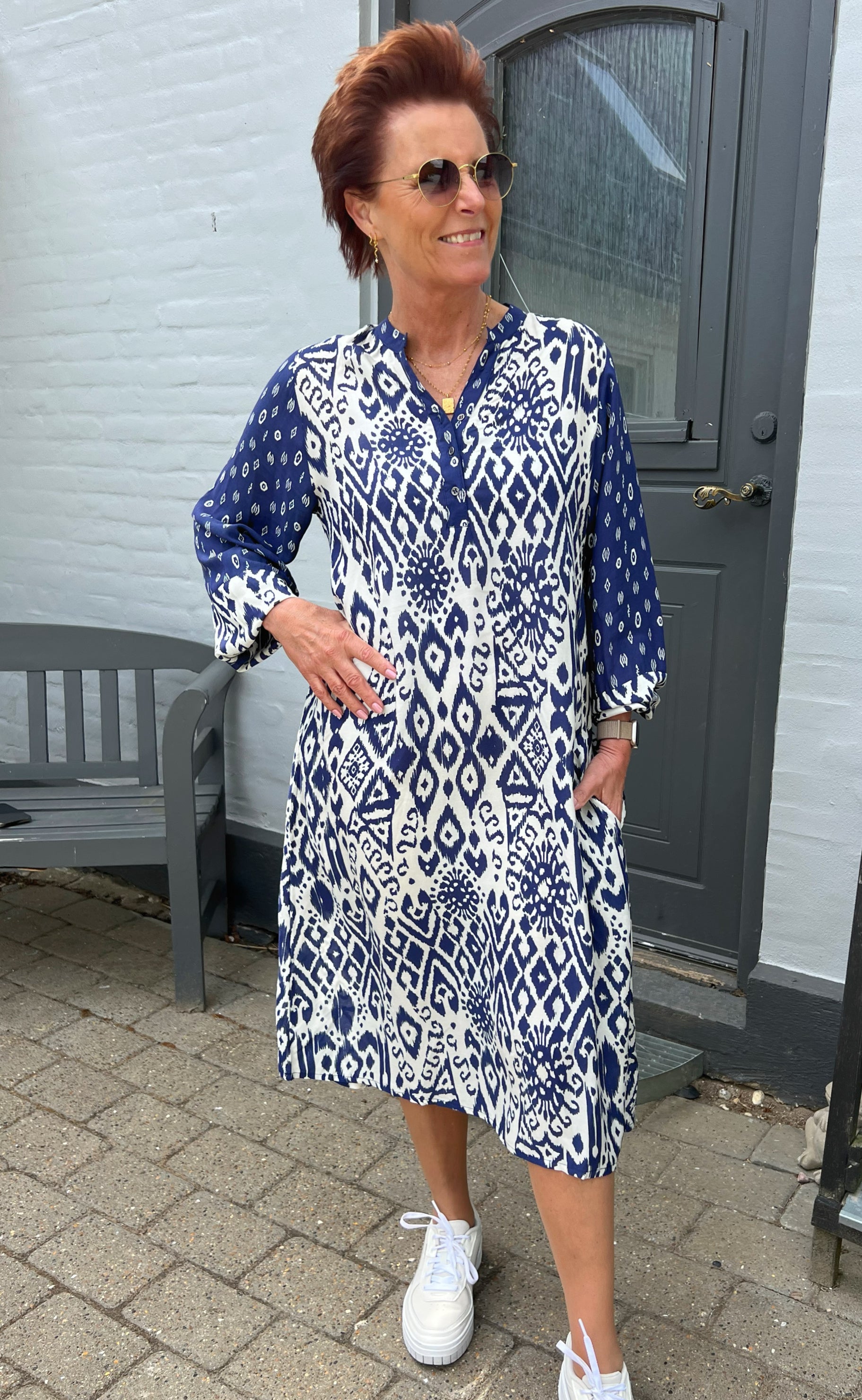 Say INA Copenhagen Kjole - Helena - Creme / Blue