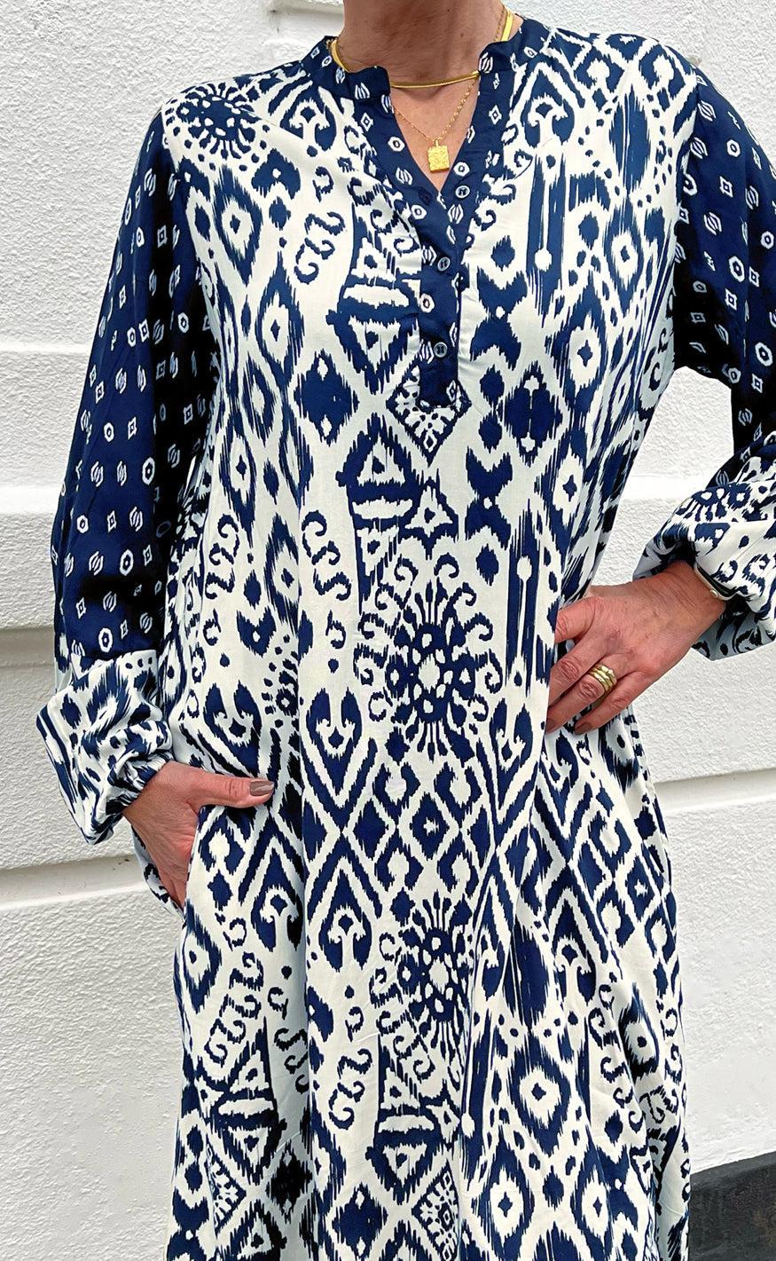 Say INA Copenhagen Kjole - Helena - Creme / Blue
