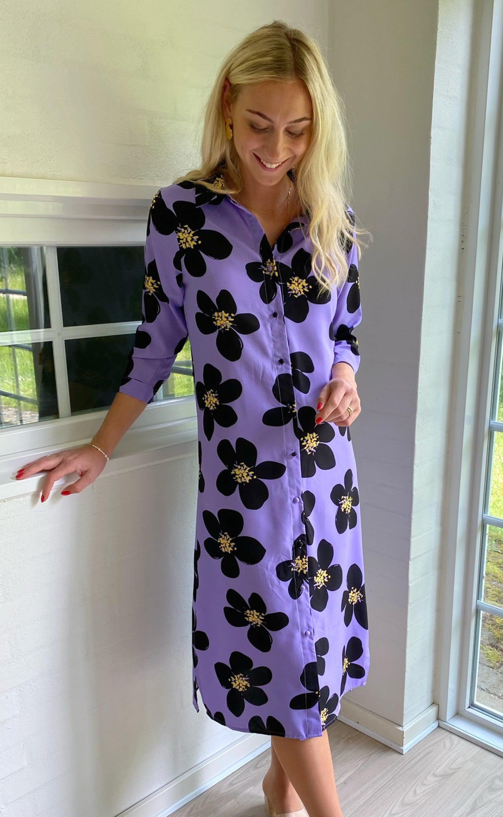 Say INA Copenhagen Kjole - Isabella - Purple/Black Flower