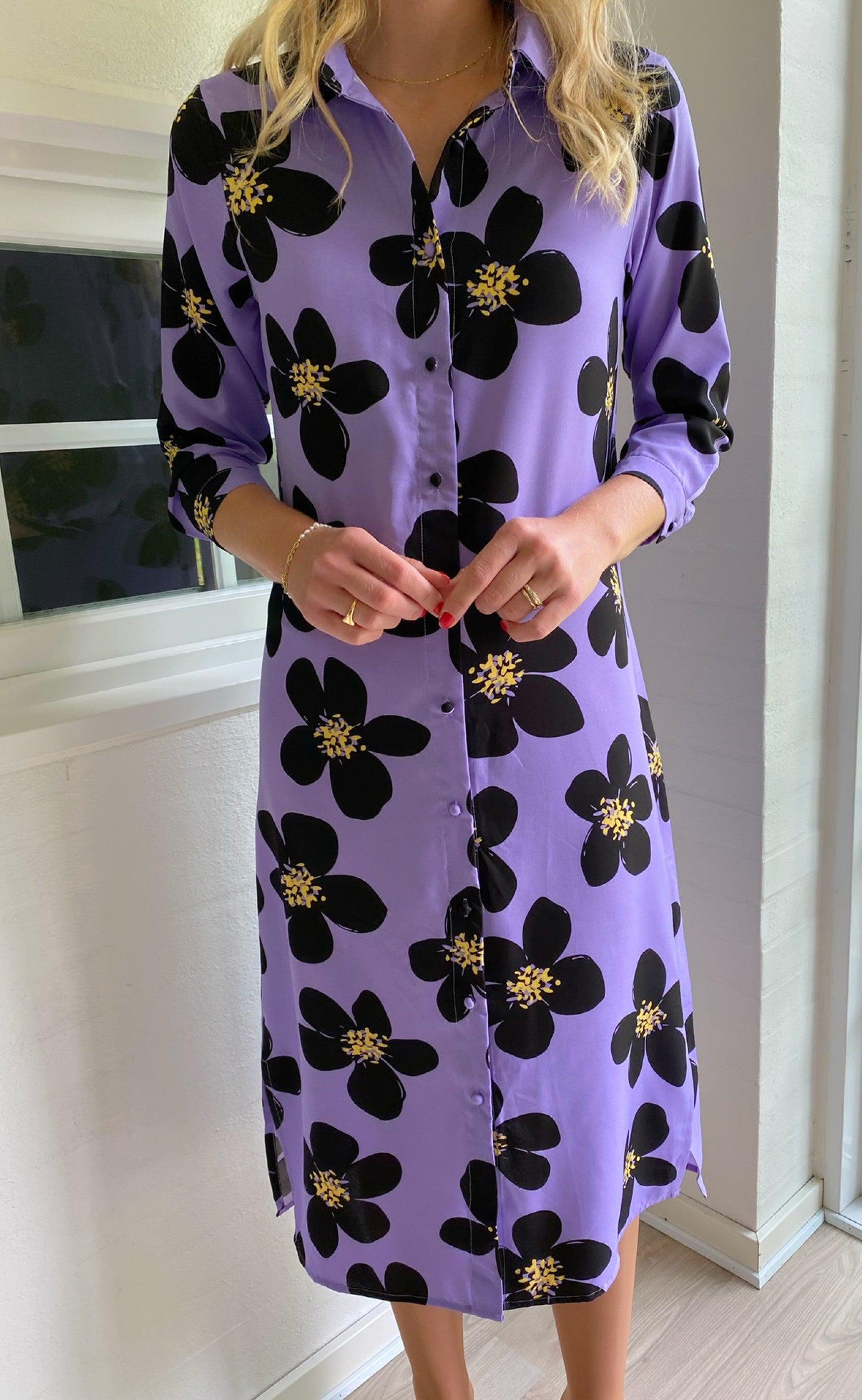 Say INA Copenhagen Kjole - Isabella - Purple/Black Flower