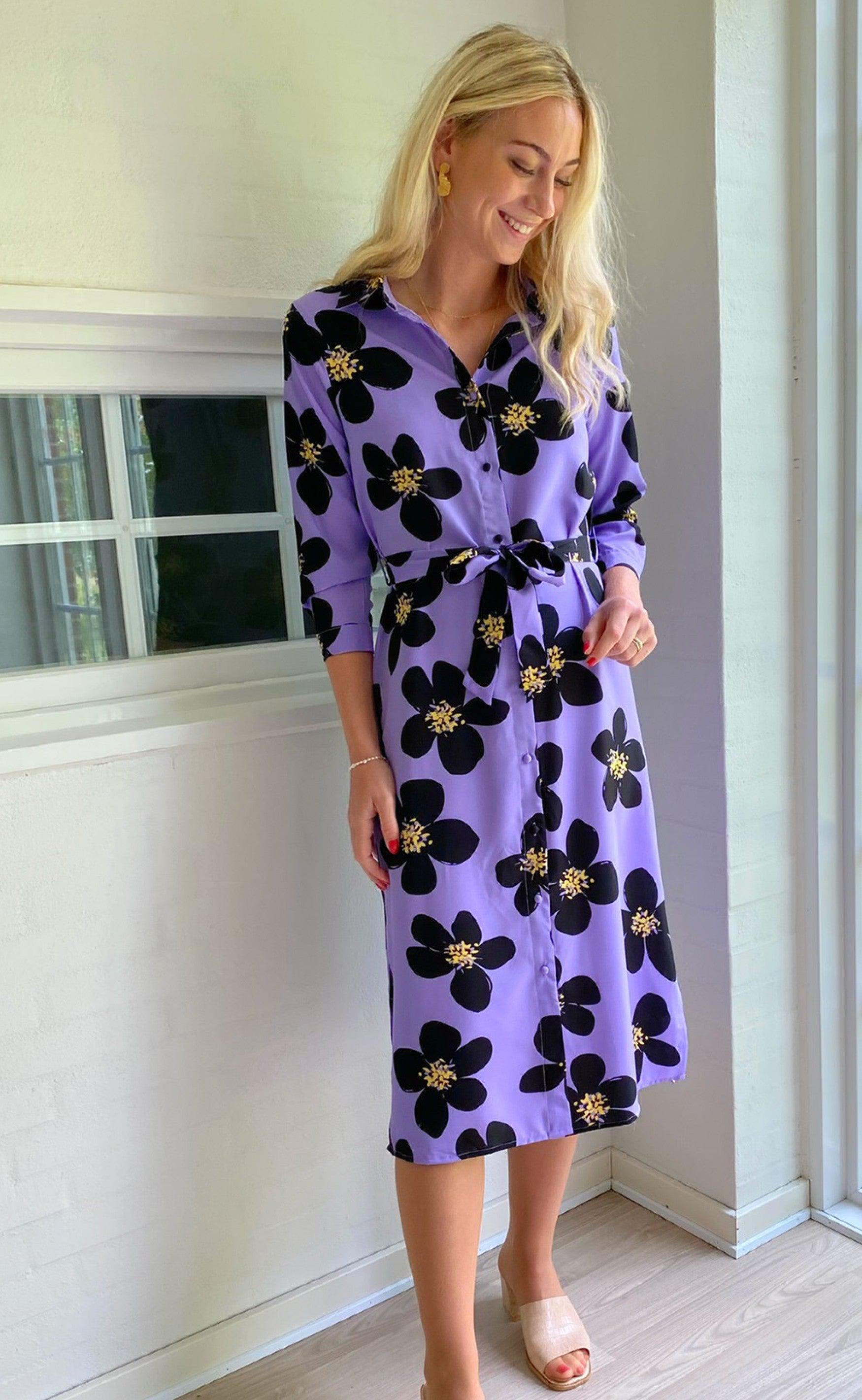 Say INA Copenhagen Kjole - Isabella - Purple/Black Flower