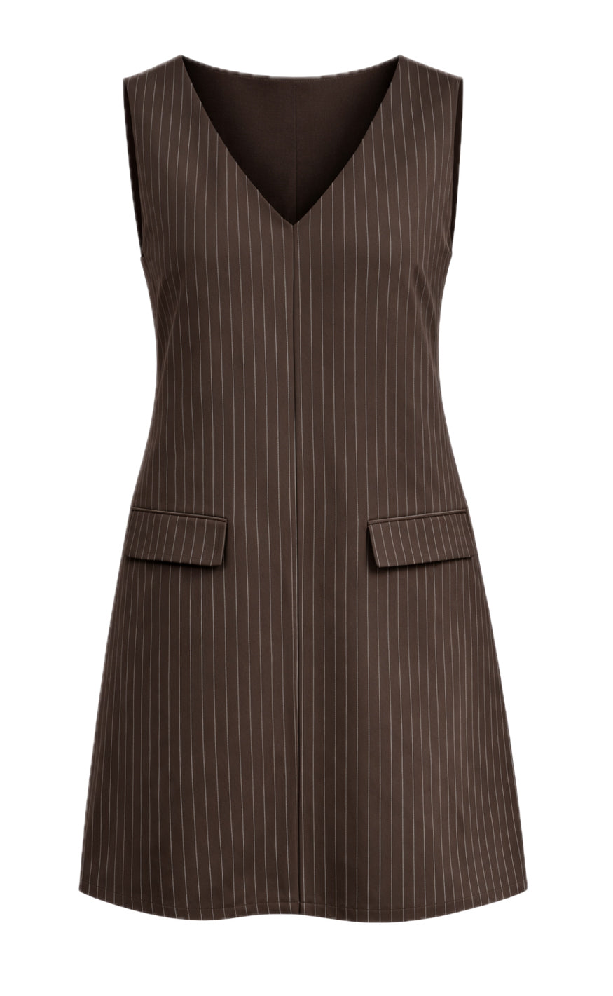 Say INA Copenhagen Kjole - Jessi Spencer - Dark Brown Pinstripe