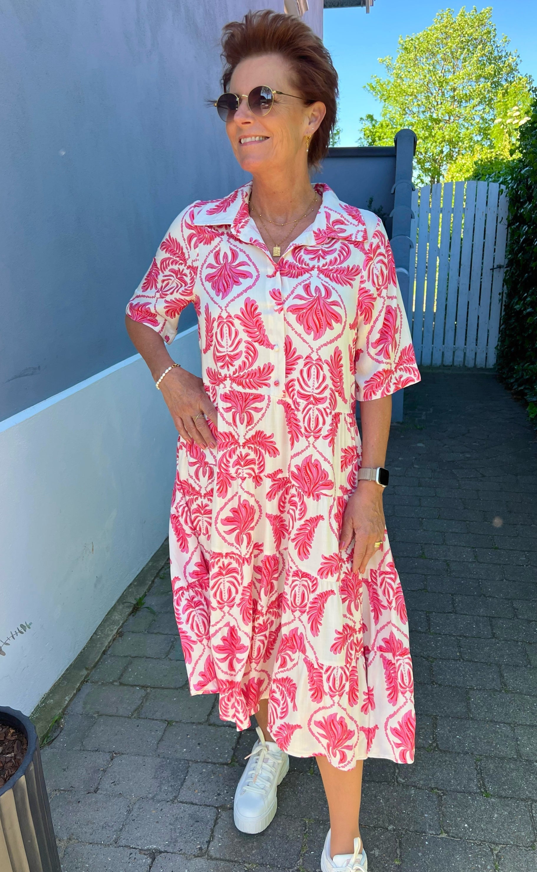 Say INA Copenhagen Kjole - Karla - White / Pink Paisley