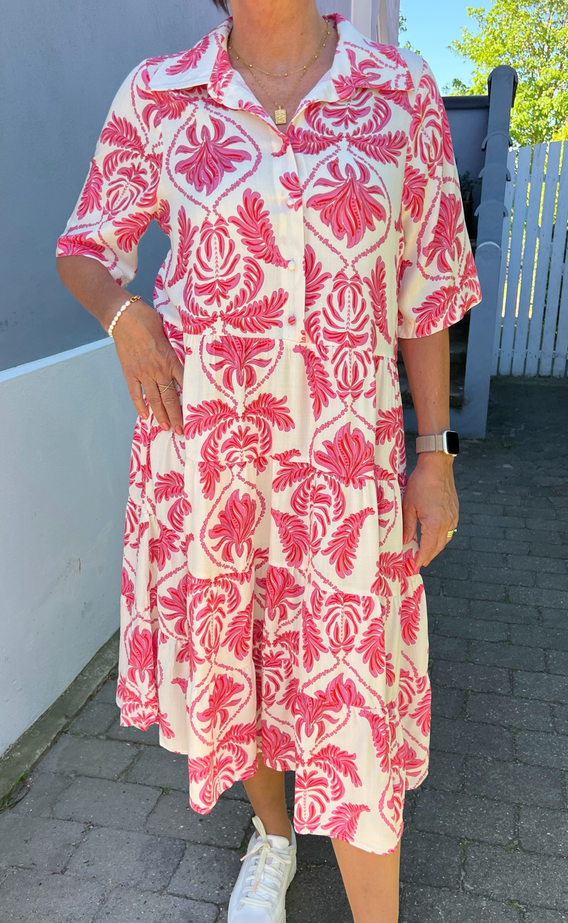 Say INA Copenhagen Kjole - Karla - White / Pink Paisley