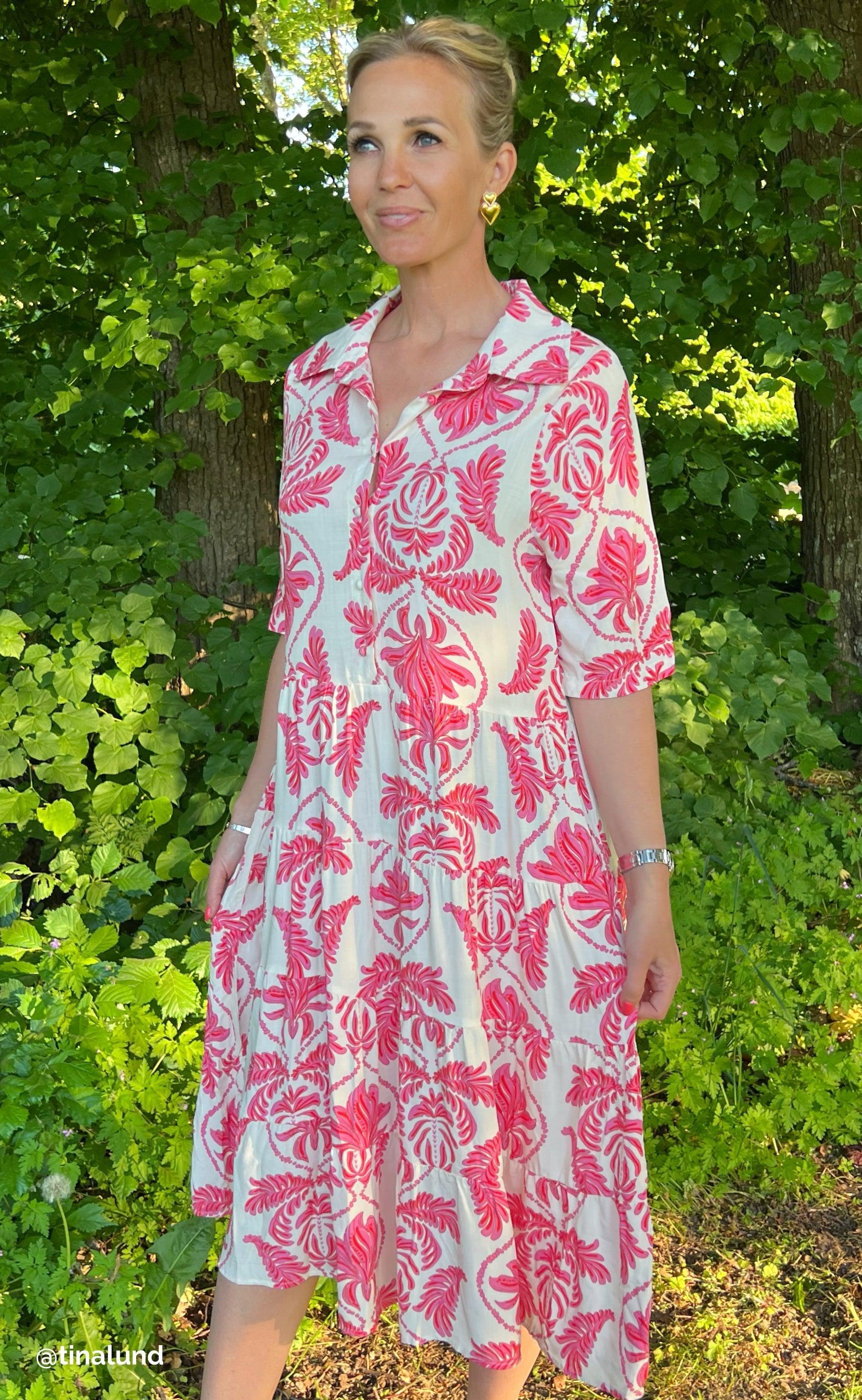 Say INA Copenhagen Kjole - Karla - White / Pink Paisley