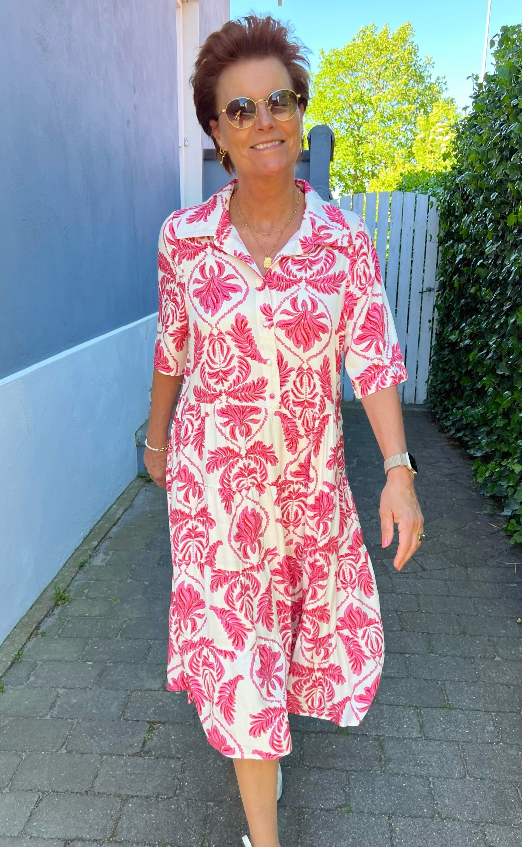 Say INA Copenhagen Kjole - Karla - White / Pink Paisley