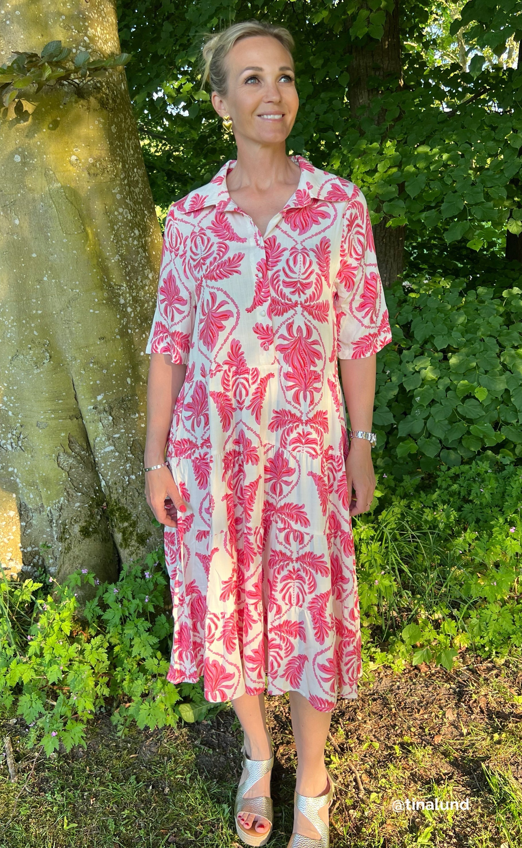 Say INA Copenhagen Kjole - Karla - White / Pink Paisley