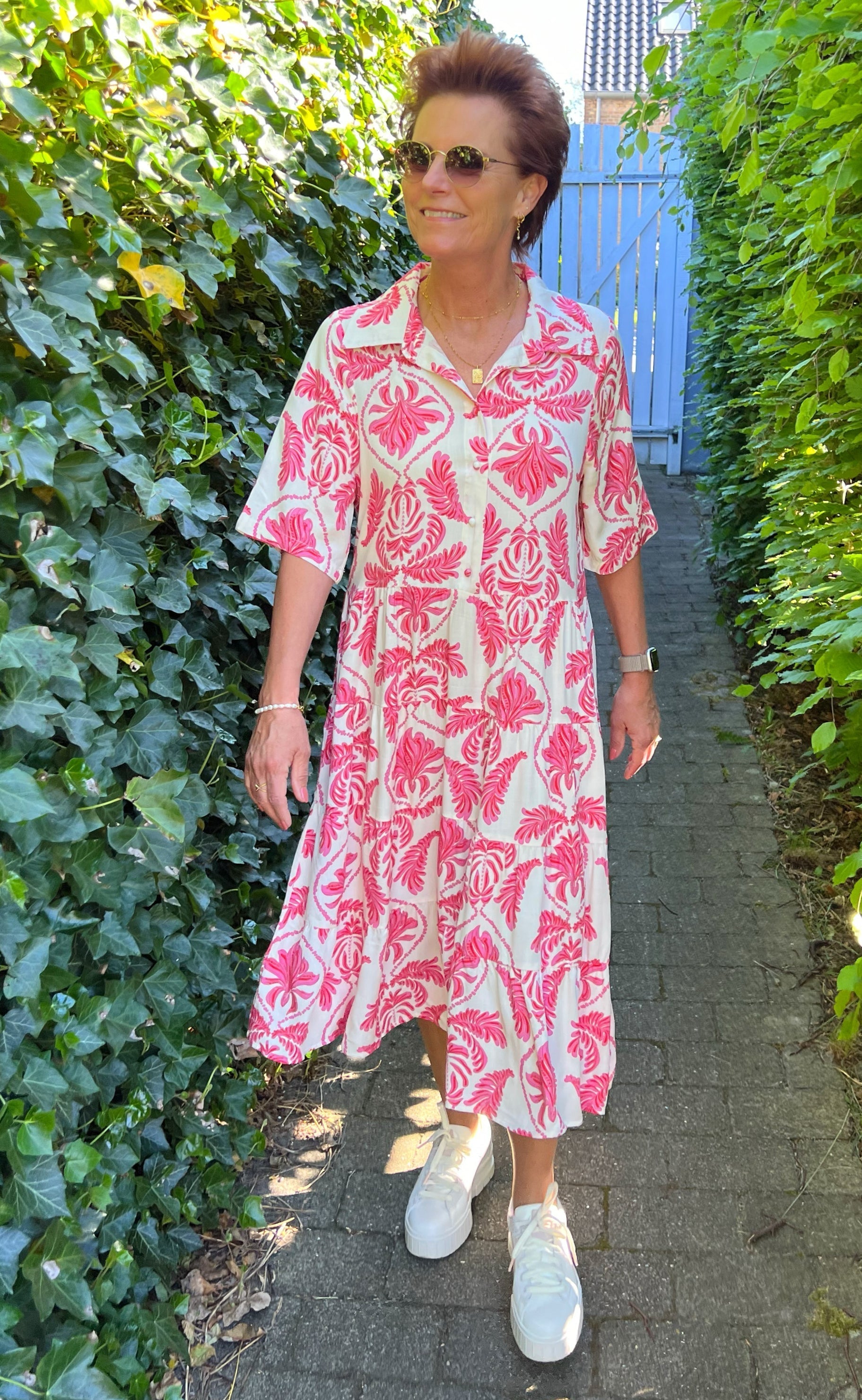 Say INA Copenhagen Kjole - Karla - White / Pink Paisley