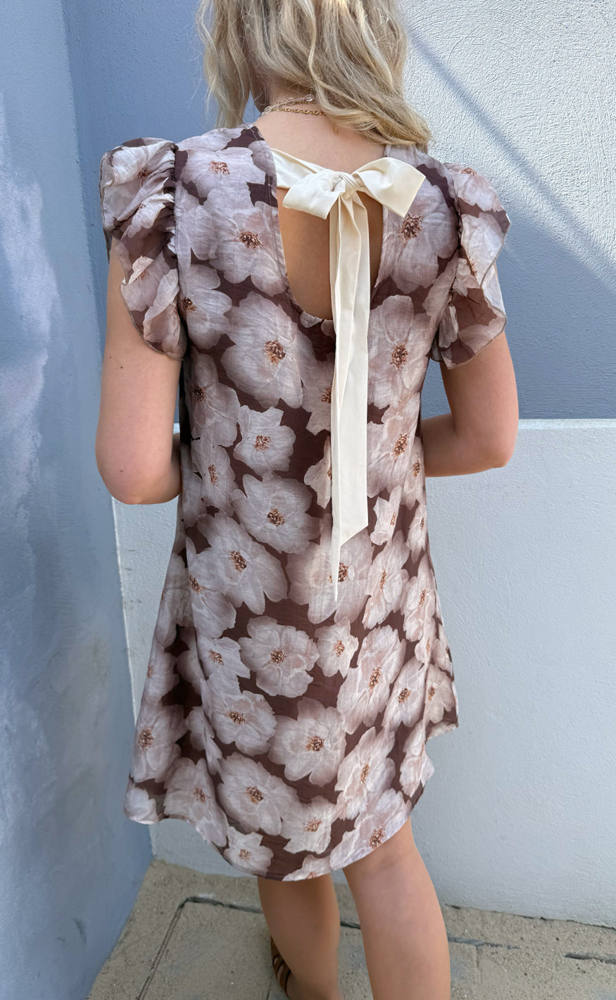Say INA Copenhagen Kjole - Kati Bow - Brown Flower
