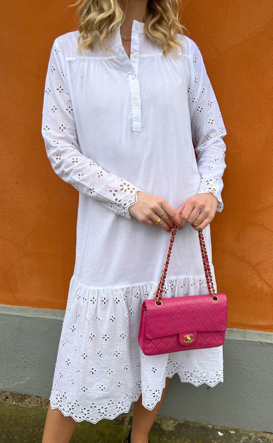 Say INA Copenhagen Kjole - Kitt - White Embroidery