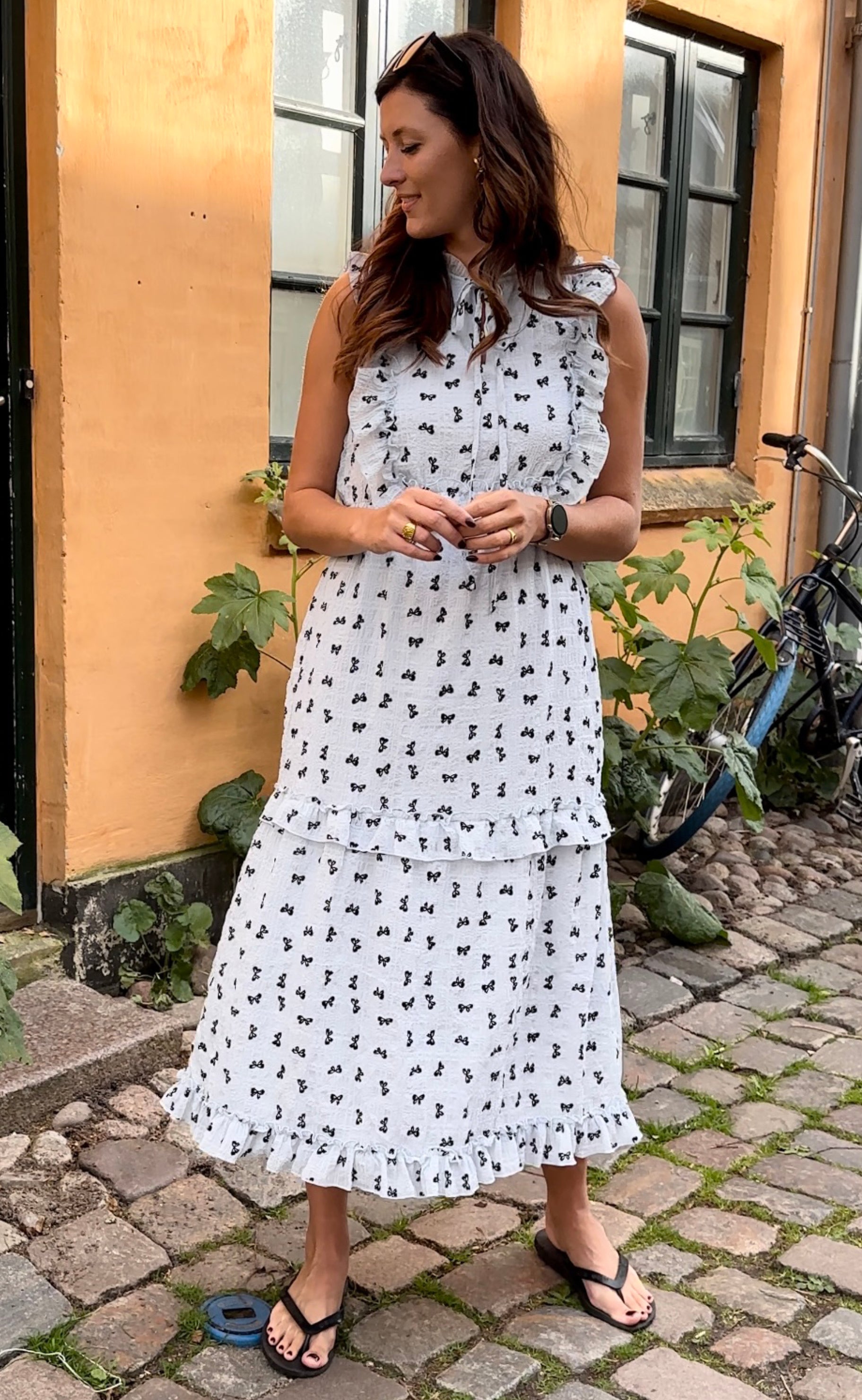 Say INA Copenhagen Kjole - Lilja Bow Dress - Light Blue W. Black Bows