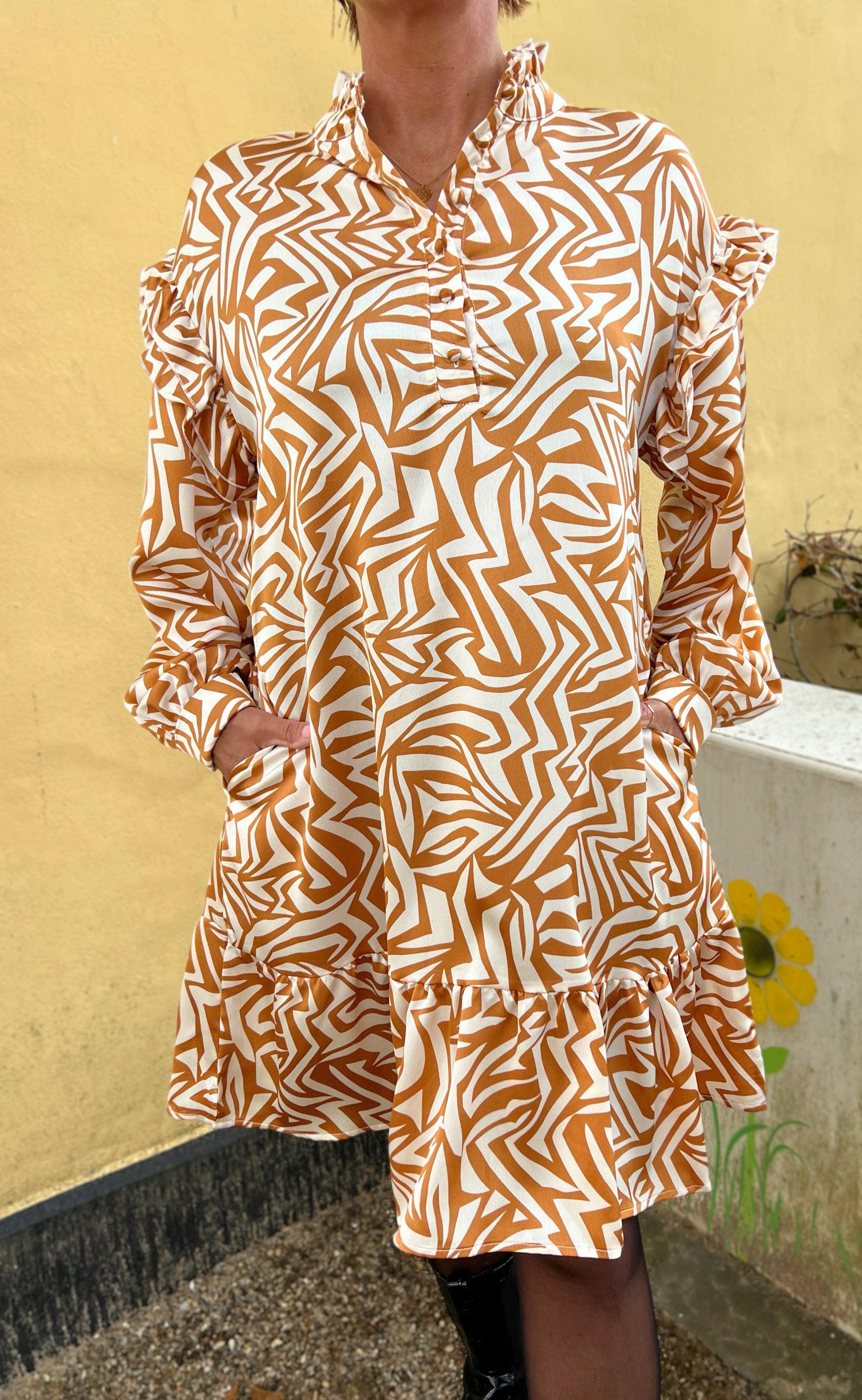 Say INA Copenhagen Kjole - Lisa - Beige/Camel Print