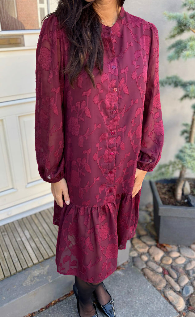 Say INA Copenhagen Kjole - Luna - Bordeaux Flower