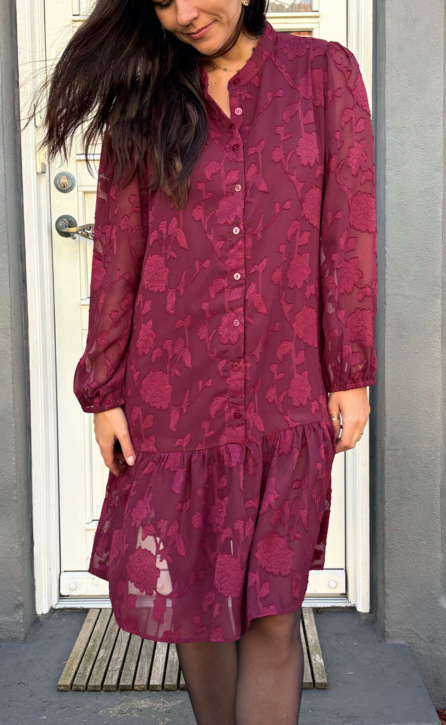 Say INA Copenhagen Kjole - Luna - Bordeaux Flower