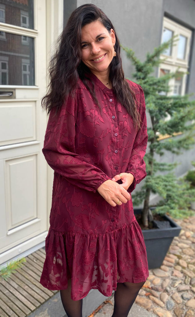 Say INA Copenhagen Kjole - Luna - Bordeaux Flower