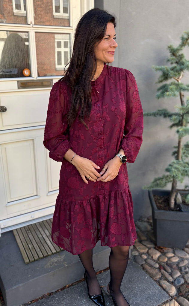 Say INA Copenhagen Kjole - Luna - Bordeaux Flower