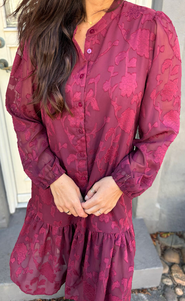 Say INA Copenhagen Kjole - Luna - Bordeaux Flower