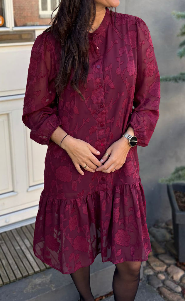 Say INA Copenhagen Kjole - Luna - Bordeaux Flower