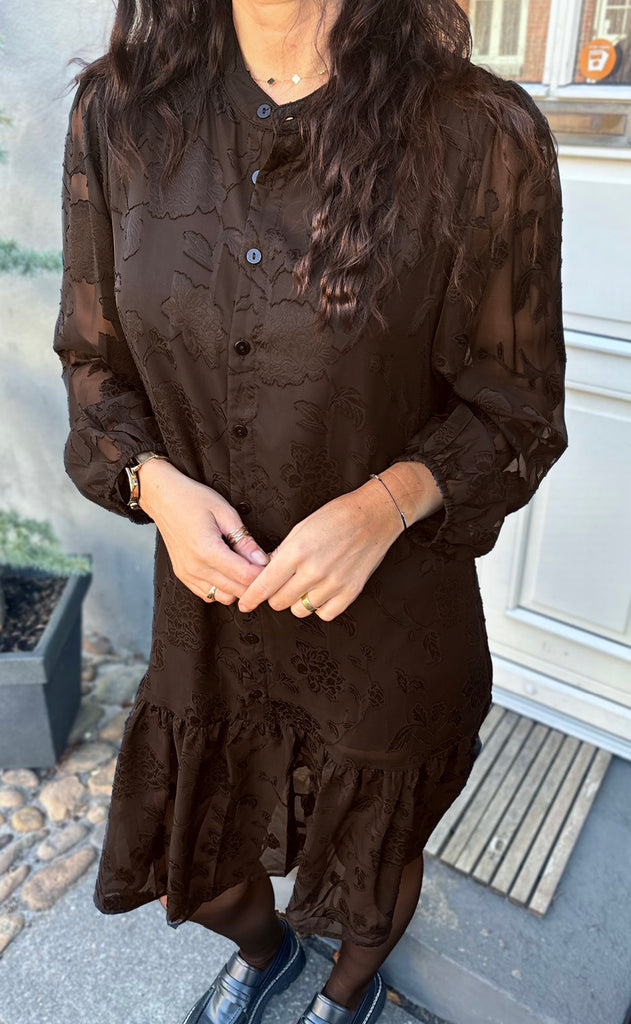 Say INA Copenhagen Kjole - Luna - Dark Brown Flower