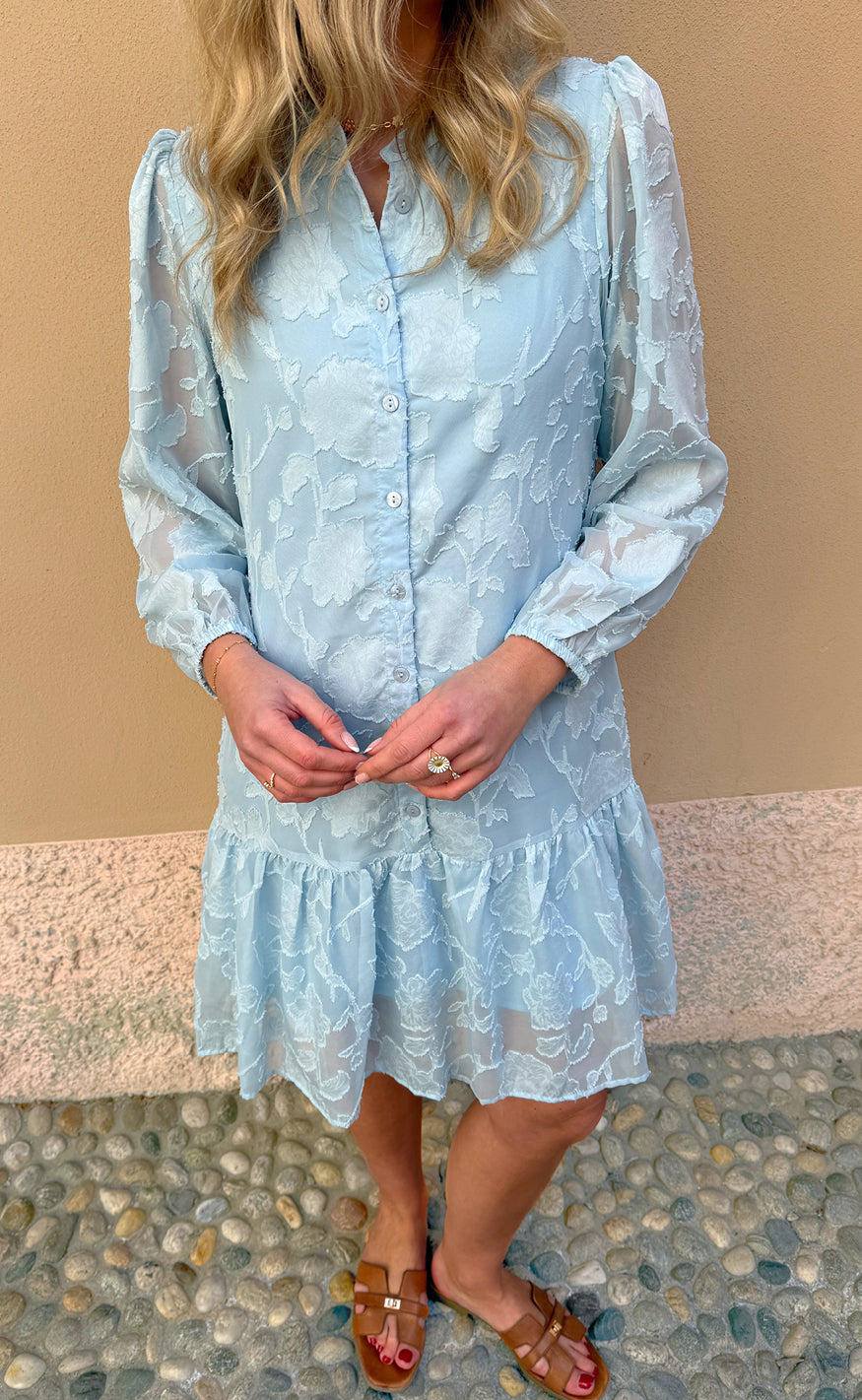 Say INA Copenhagen Kjole - Luna - Light Blue Flower