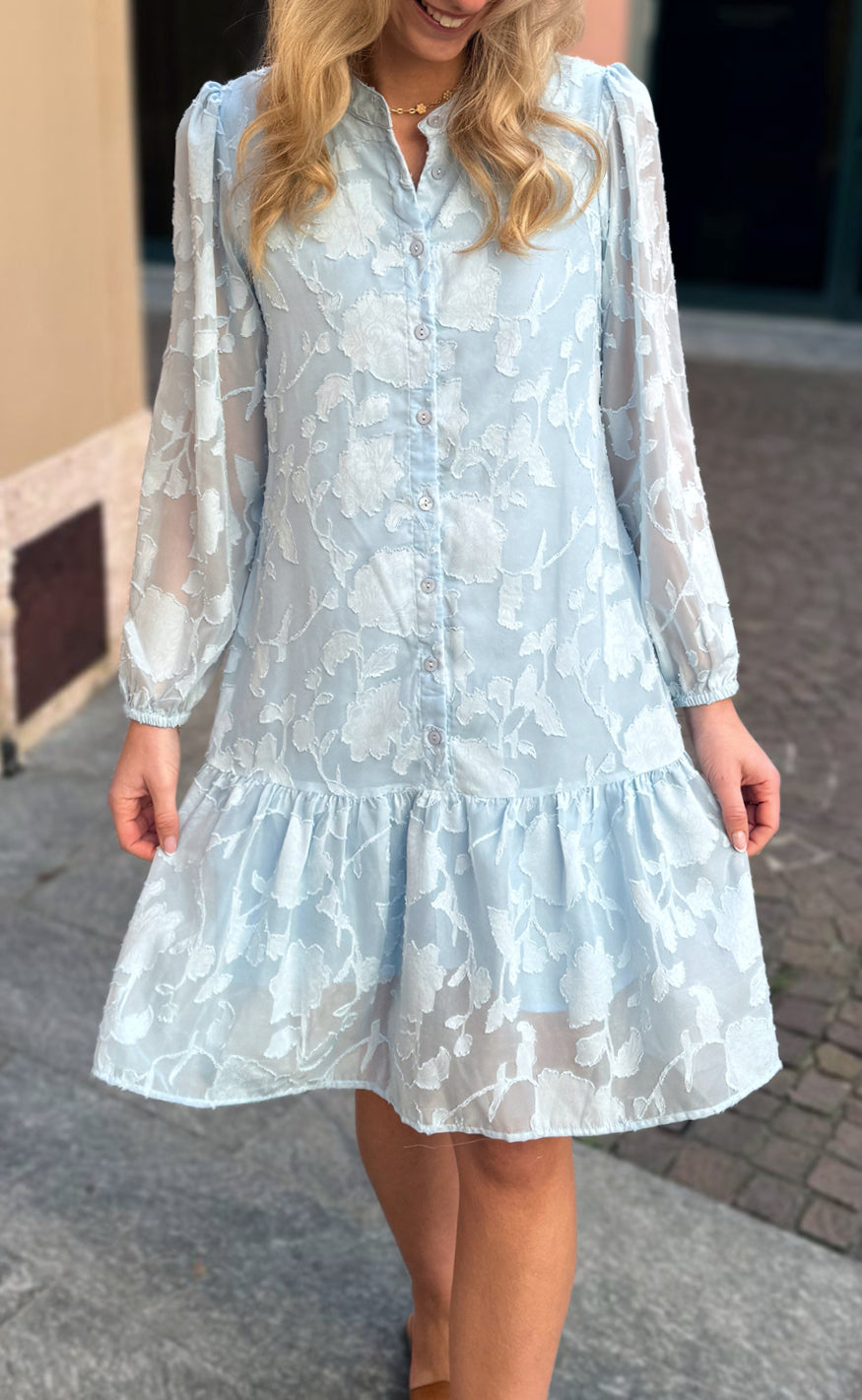 Say INA Copenhagen Kjole - Luna - Light Blue Flower