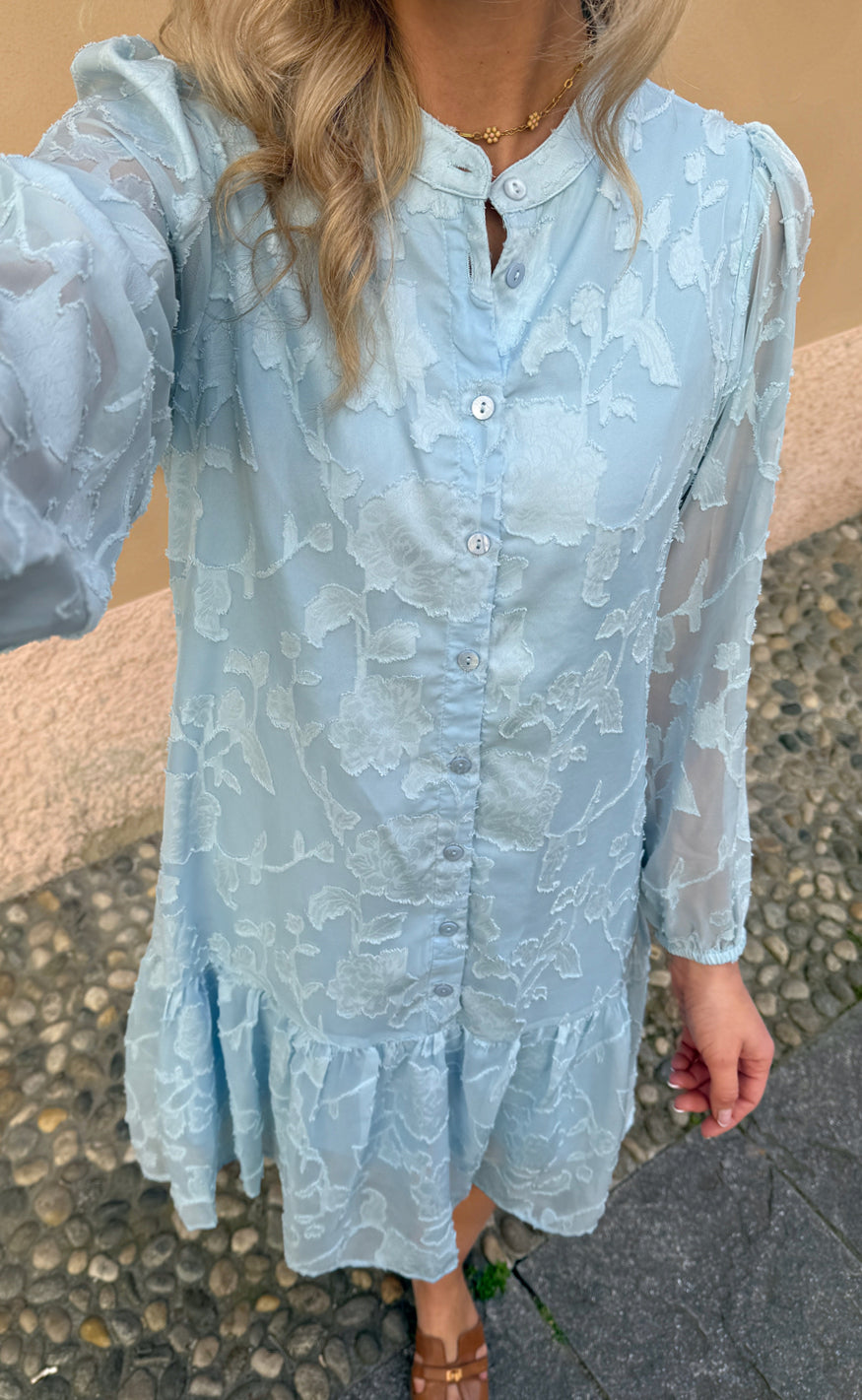 Say INA Copenhagen Kjole - Luna - Light Blue Flower