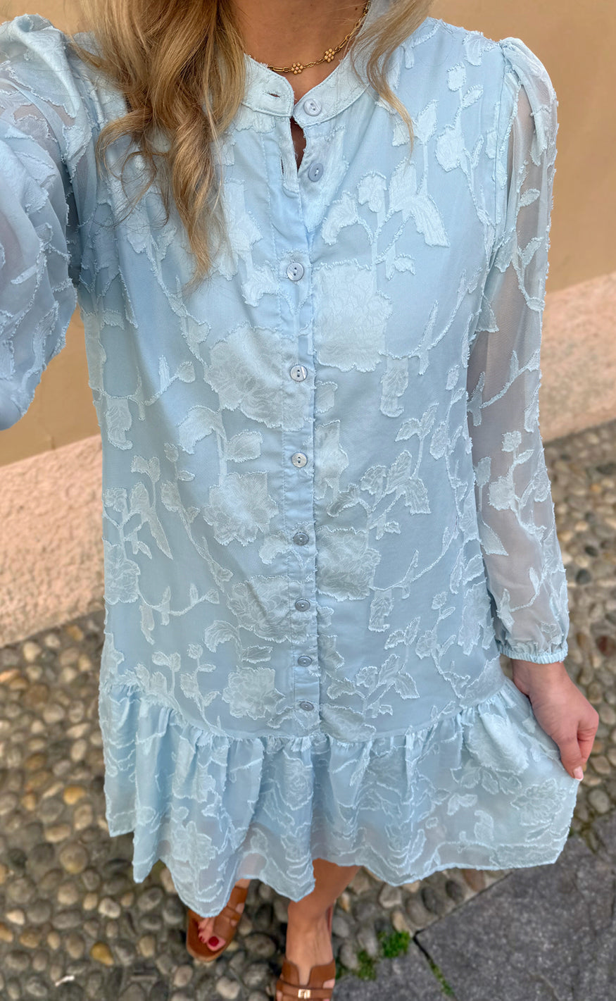 Say INA Copenhagen Kjole - Luna - Light Blue Flower