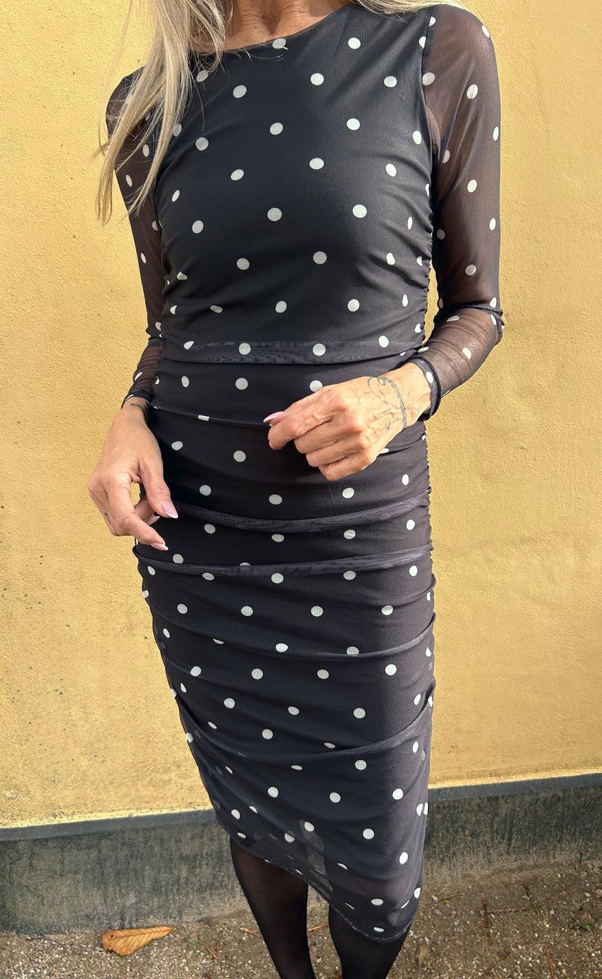 Say INA Copenhagen Kjole - Maddie Mesh - Black W. White Dots
