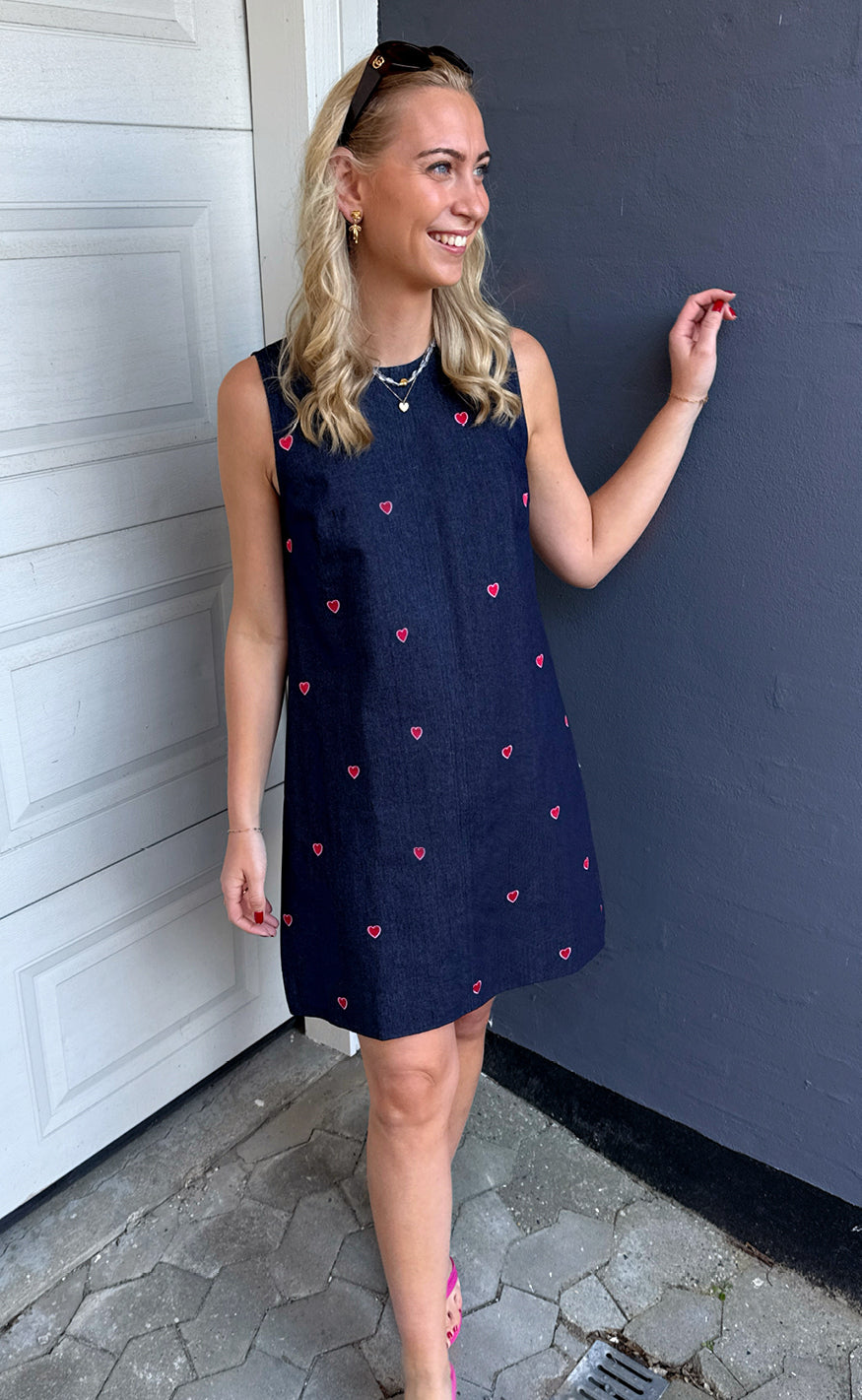 Say INA Copenhagen Kjole - Maja - Dark Blue W. Hearts