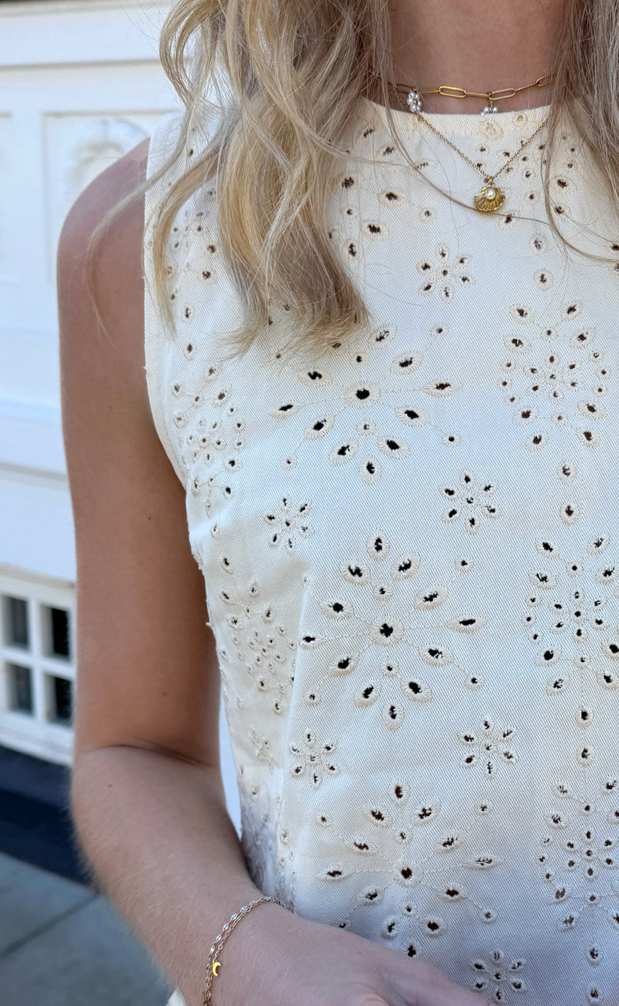 Say INA Copenhagen Kjole - Maja - Off White Denim W. Embroidery