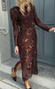 Say INA Copenhagen Kjole - Maria LS - Dark Brown 3D Flowers