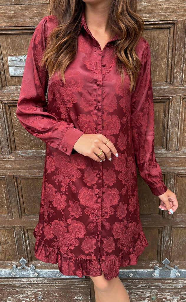 Say INA Copenhagen Kjole - Masha - Burgundy Flower