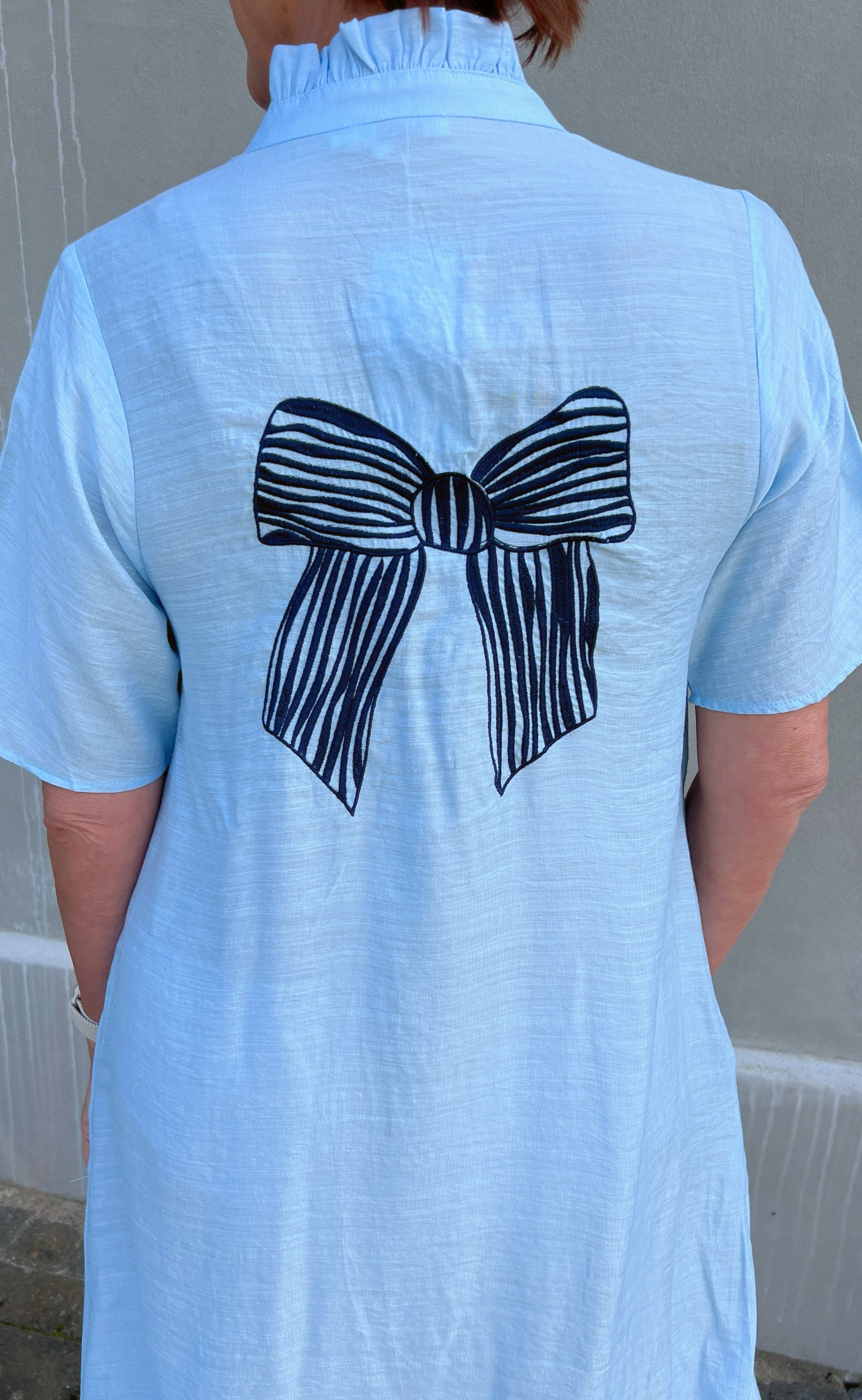 Say INA Copenhagen Kjole - Milly - Light Blue W. Navy Bows