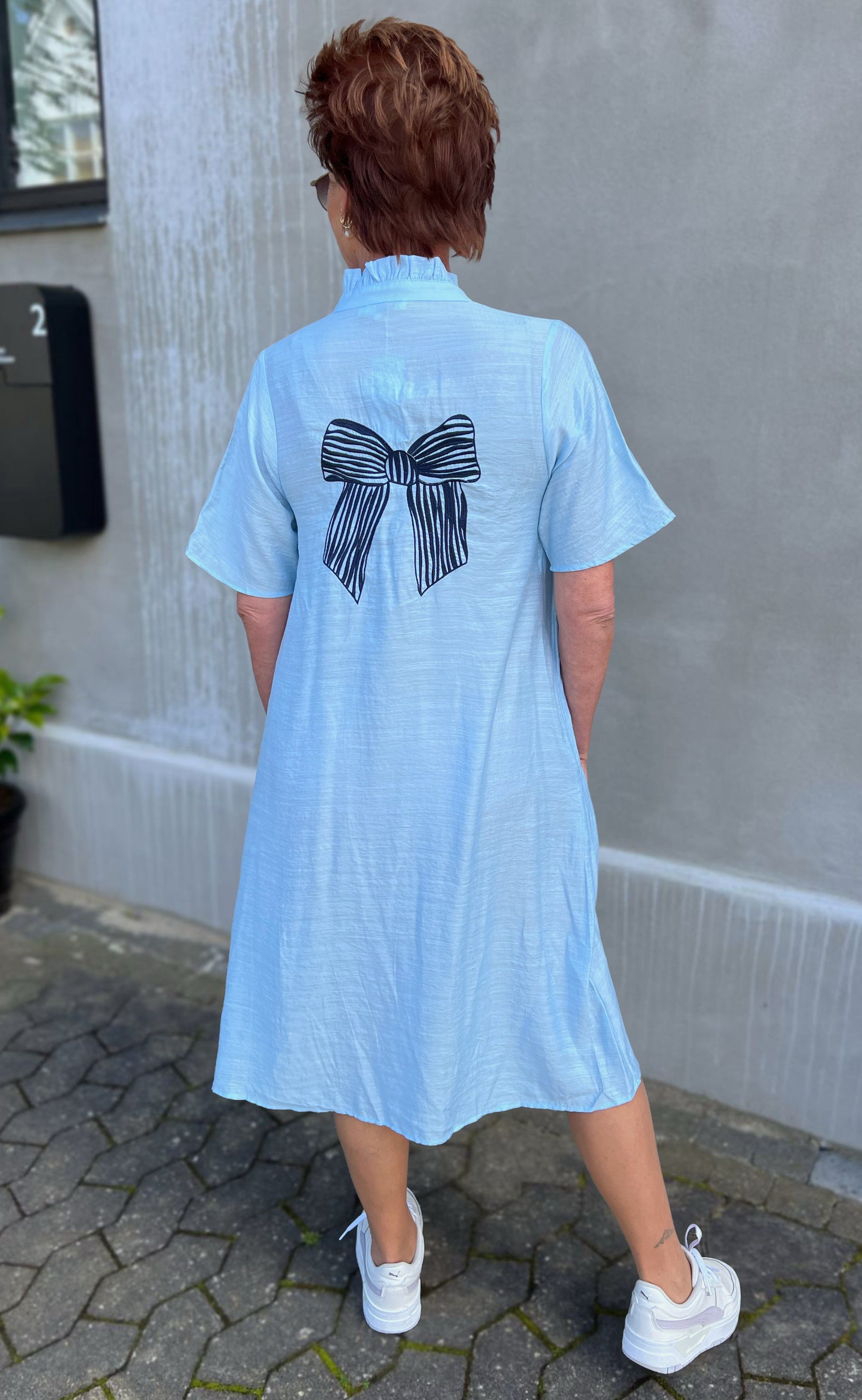 Say INA Copenhagen Kjole - Milly - Light Blue W. Navy Bows