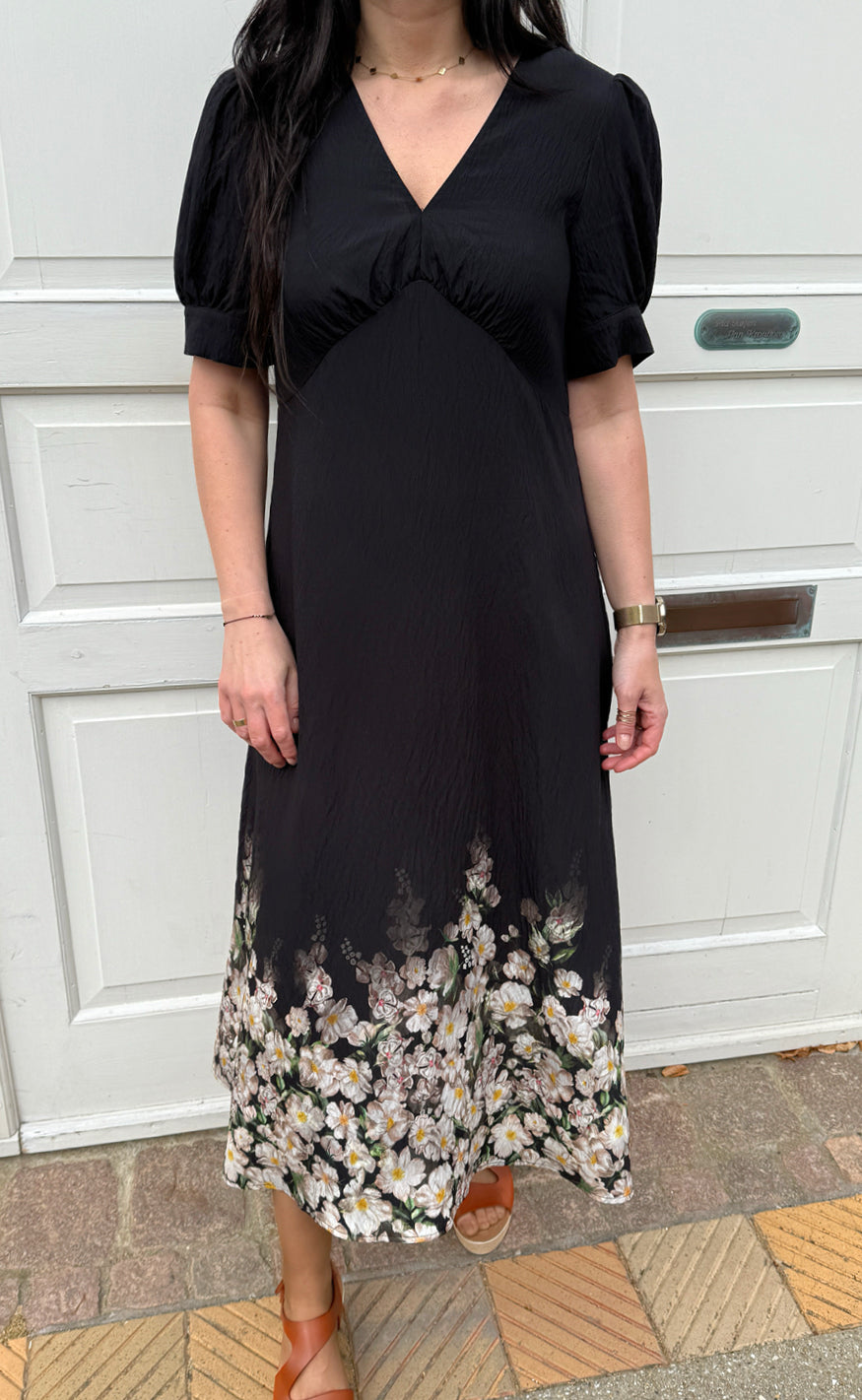 Say INA Copenhagen Kjole - Mirabelle - Black W. Flowers