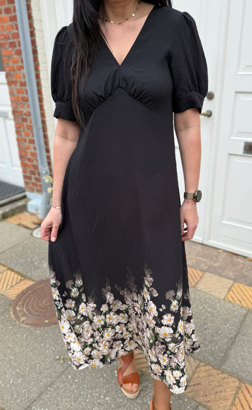 Say INA Copenhagen Kjole - Mirabelle - Black W. Flowers