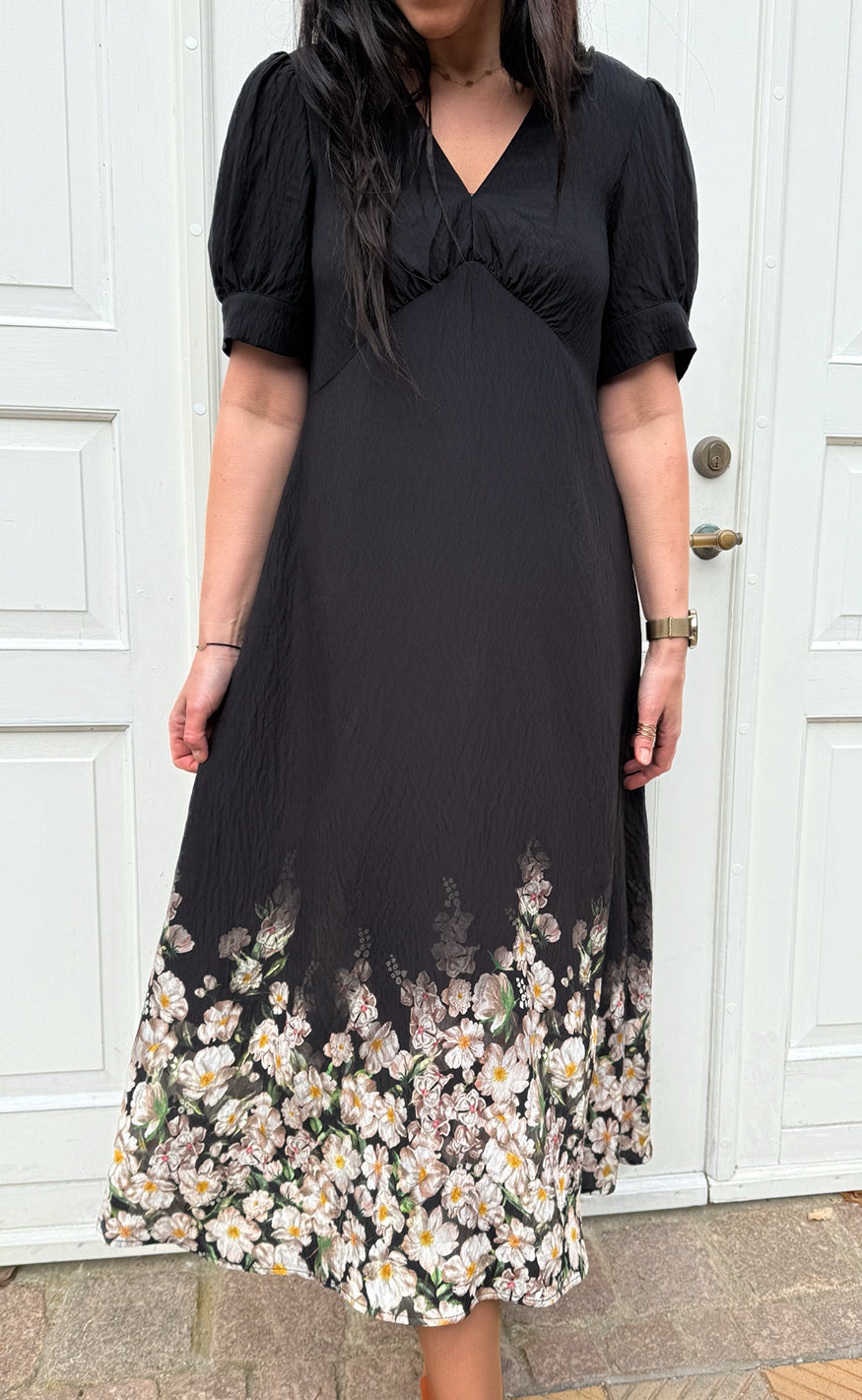 Say INA Copenhagen Kjole - Mirabelle - Black W. Flowers