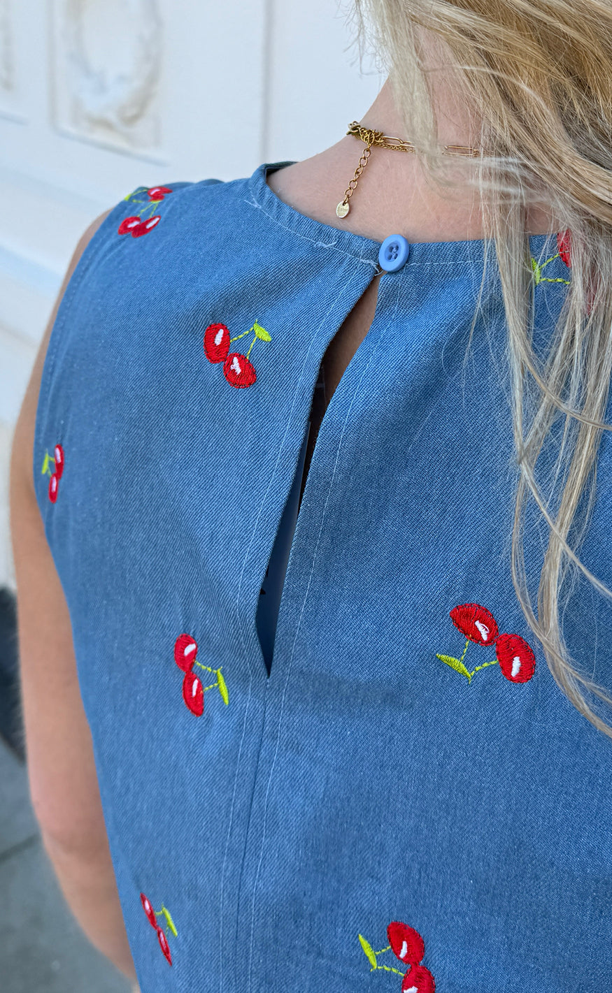 Say INA Copenhagen Kjole - Naja - Denim Blue w. Cherries
