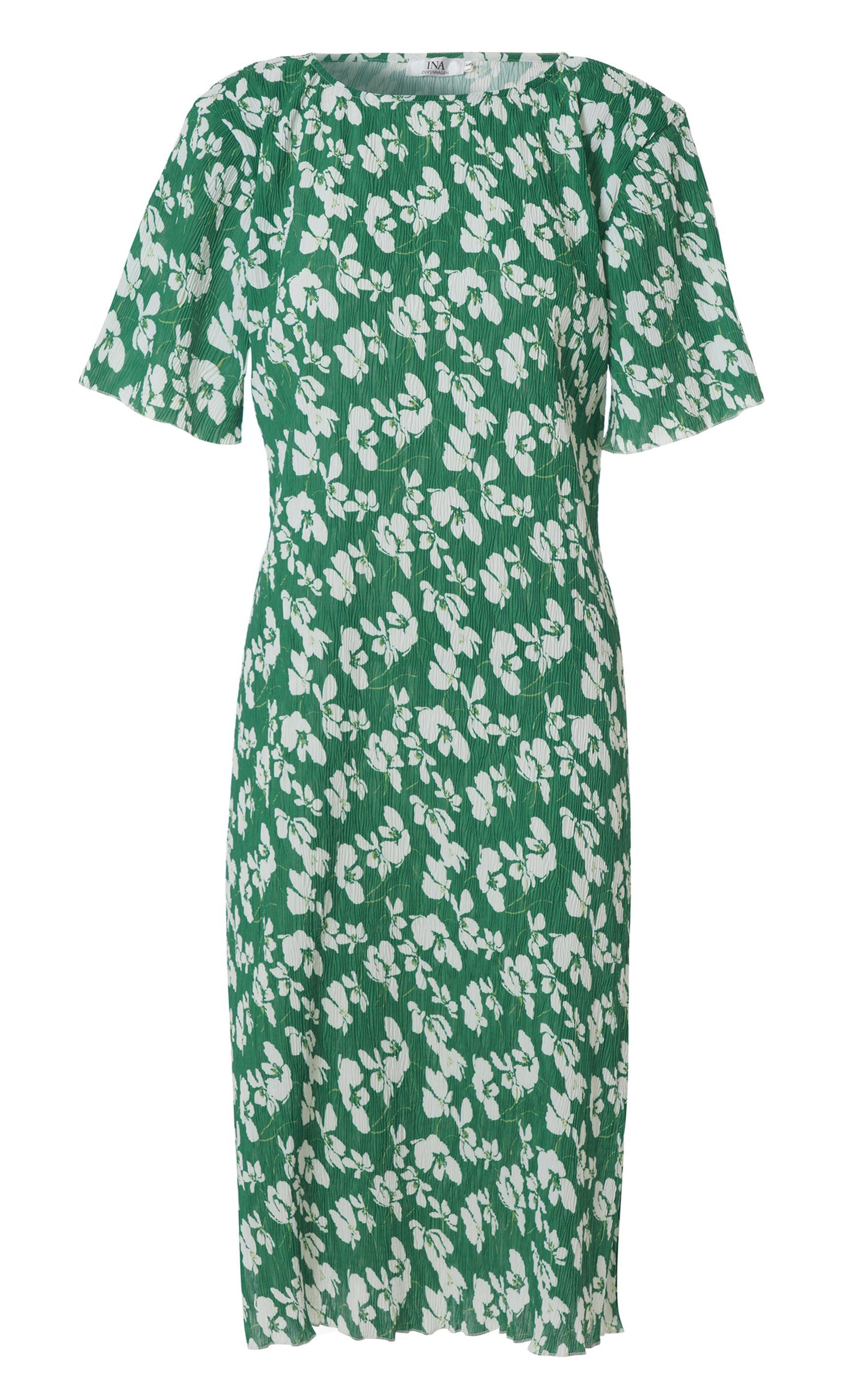 Say INA Copenhagen Kjole - Nancy Plisse - Green Flower
