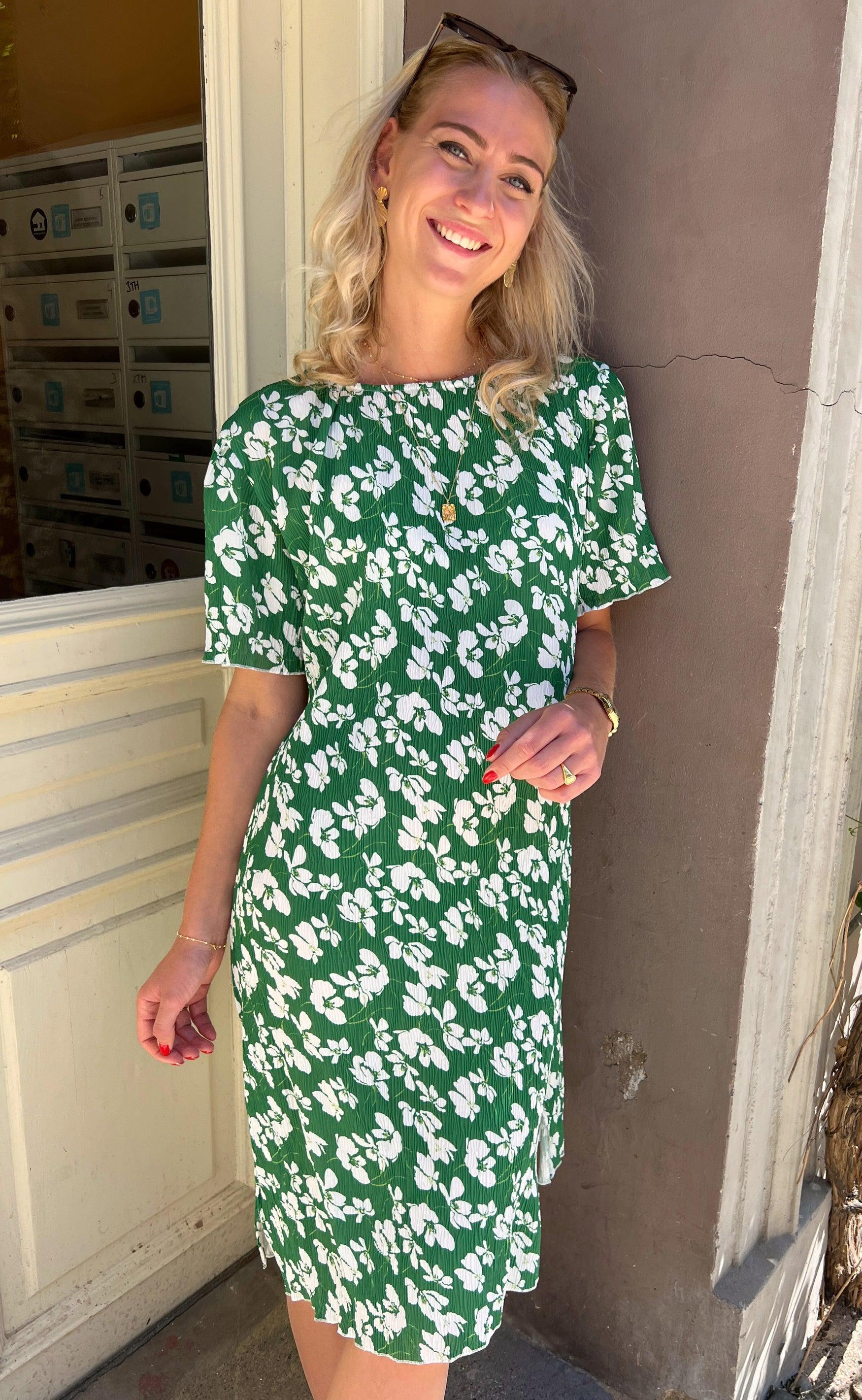 Say INA Copenhagen Kjole - Nancy Plisse - Green Flower