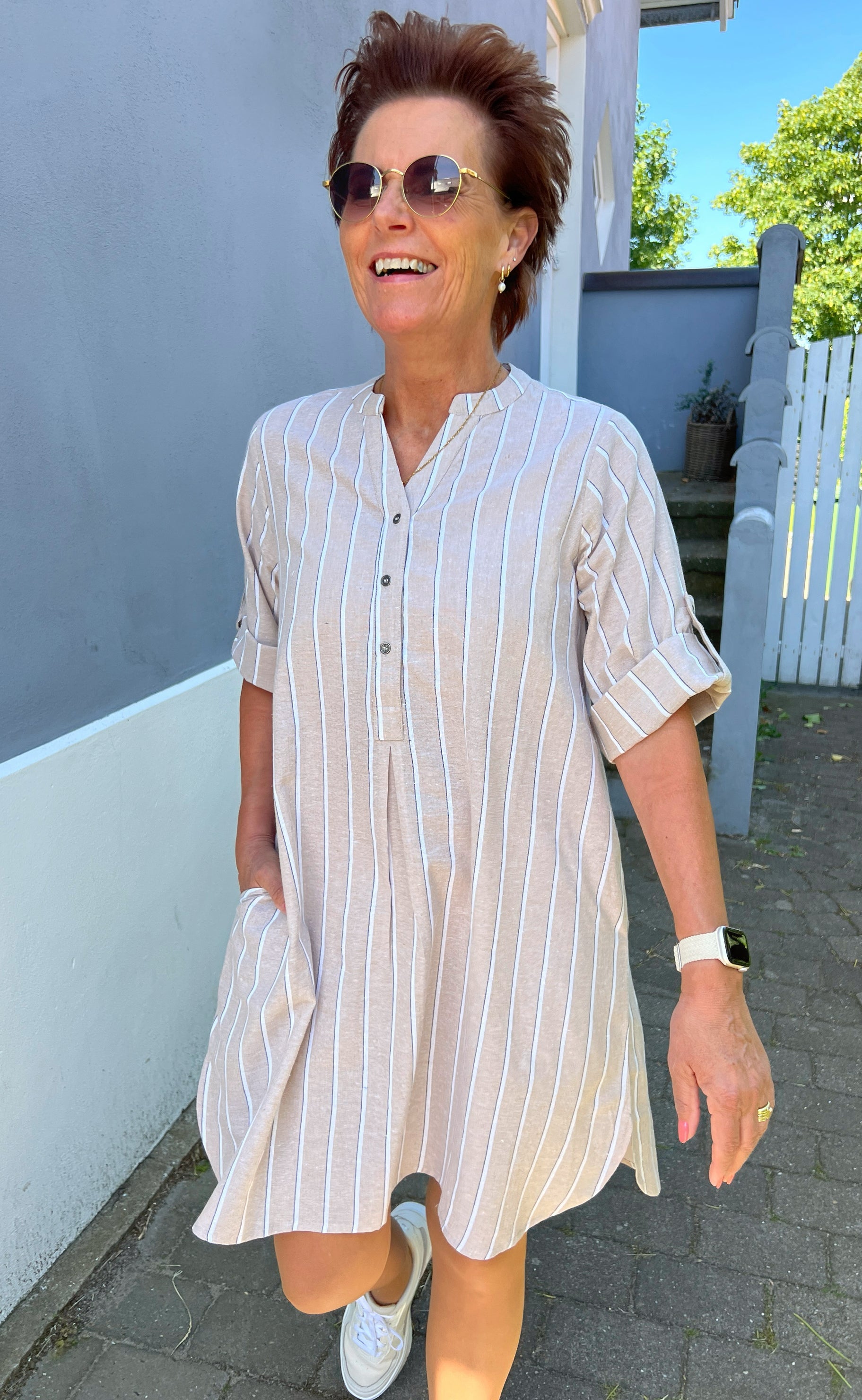 Say INA Copenhagen Kjole - Nia - Beige Striped