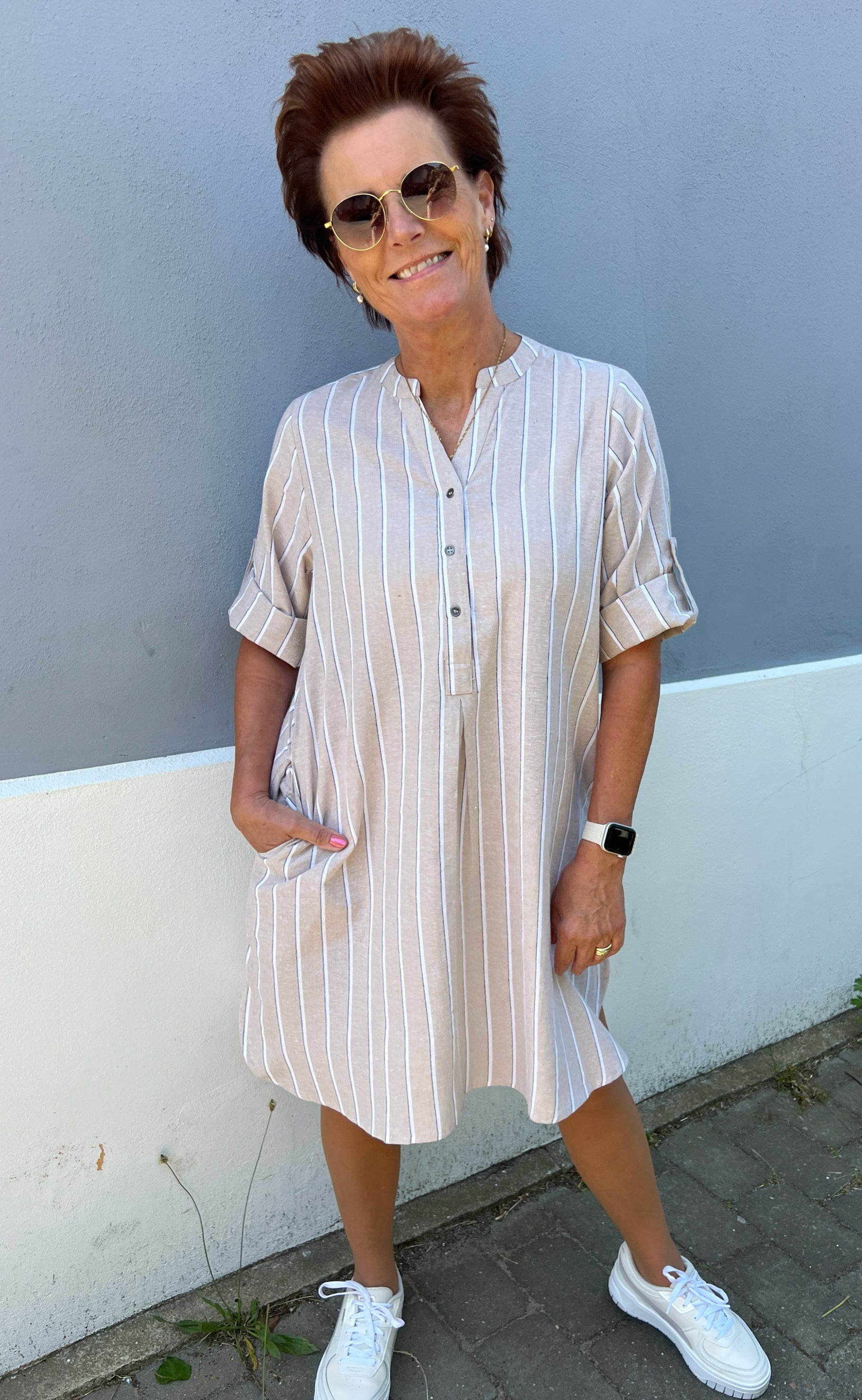 Say INA Copenhagen Kjole - Nia - Beige Striped