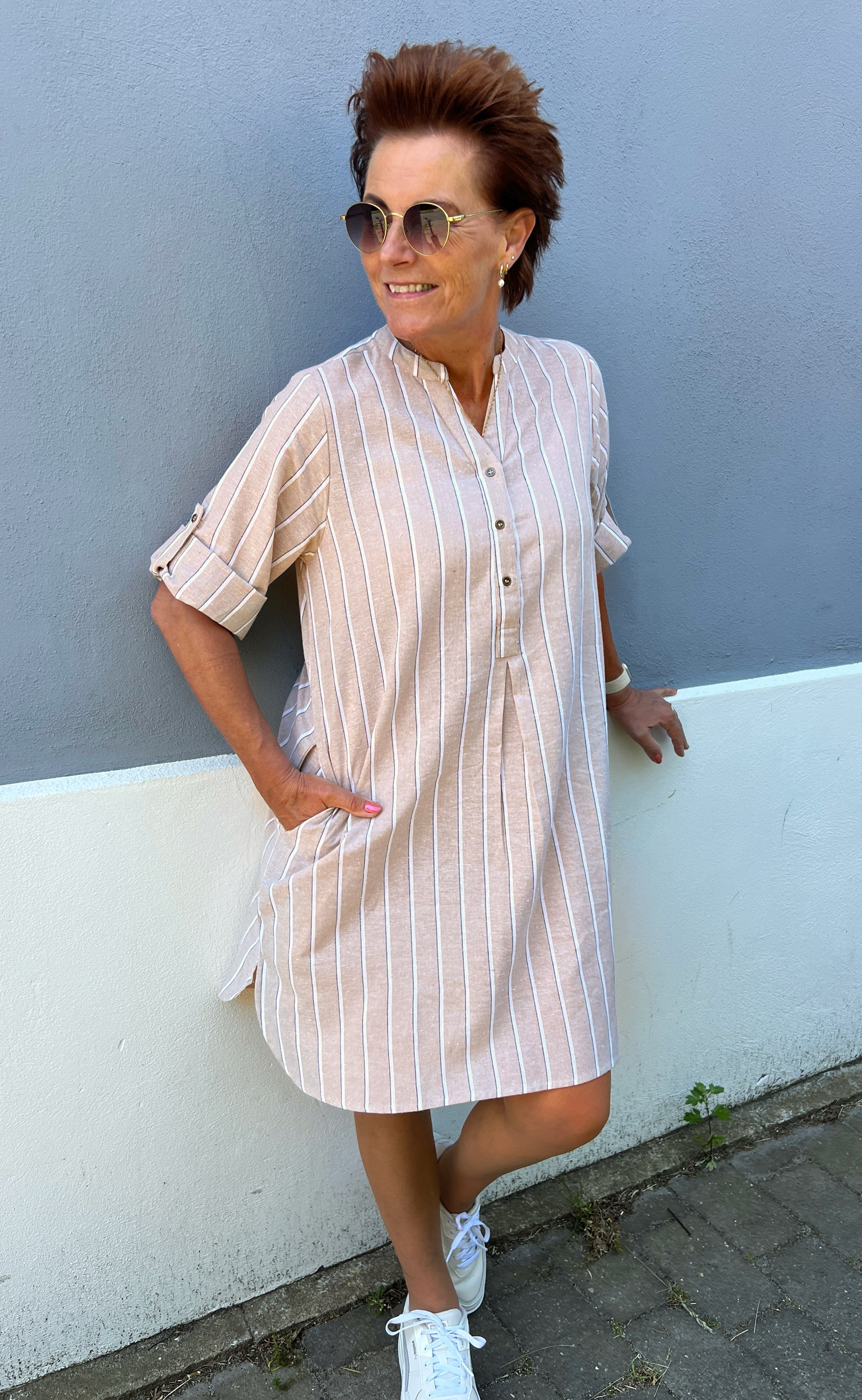 Say INA Copenhagen Kjole - Nia - Beige Striped