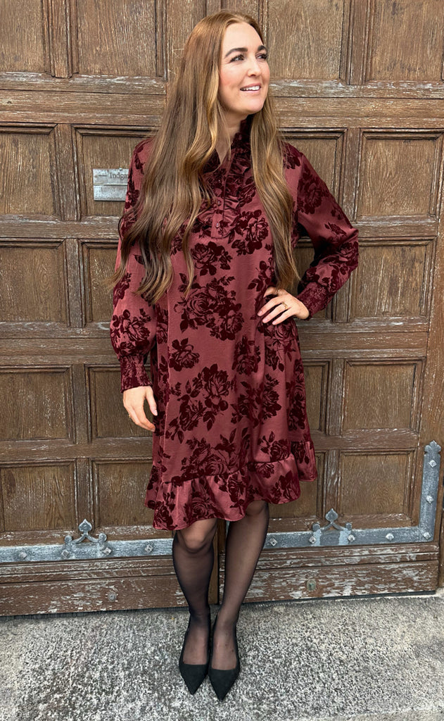 Say INA Copenhagen Kjole - Nora - Bordeaux Flowers